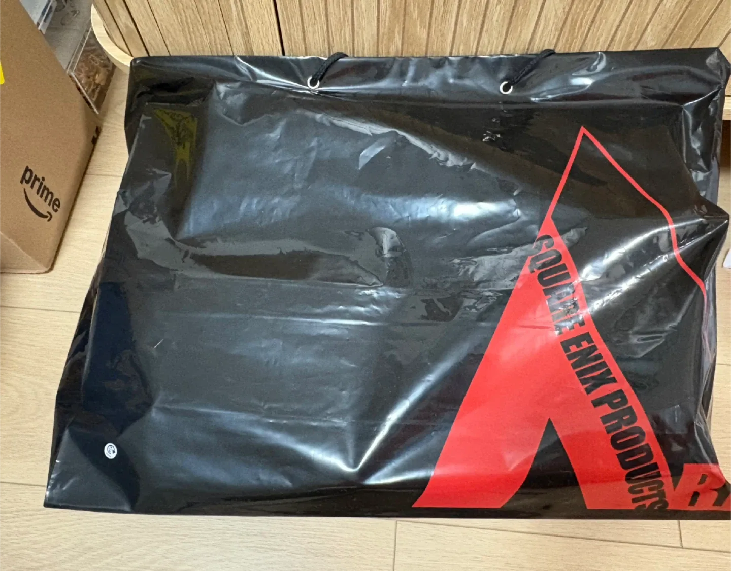 Large Square Enix Products Black Tote plastic shopping Bag image indicator(2)