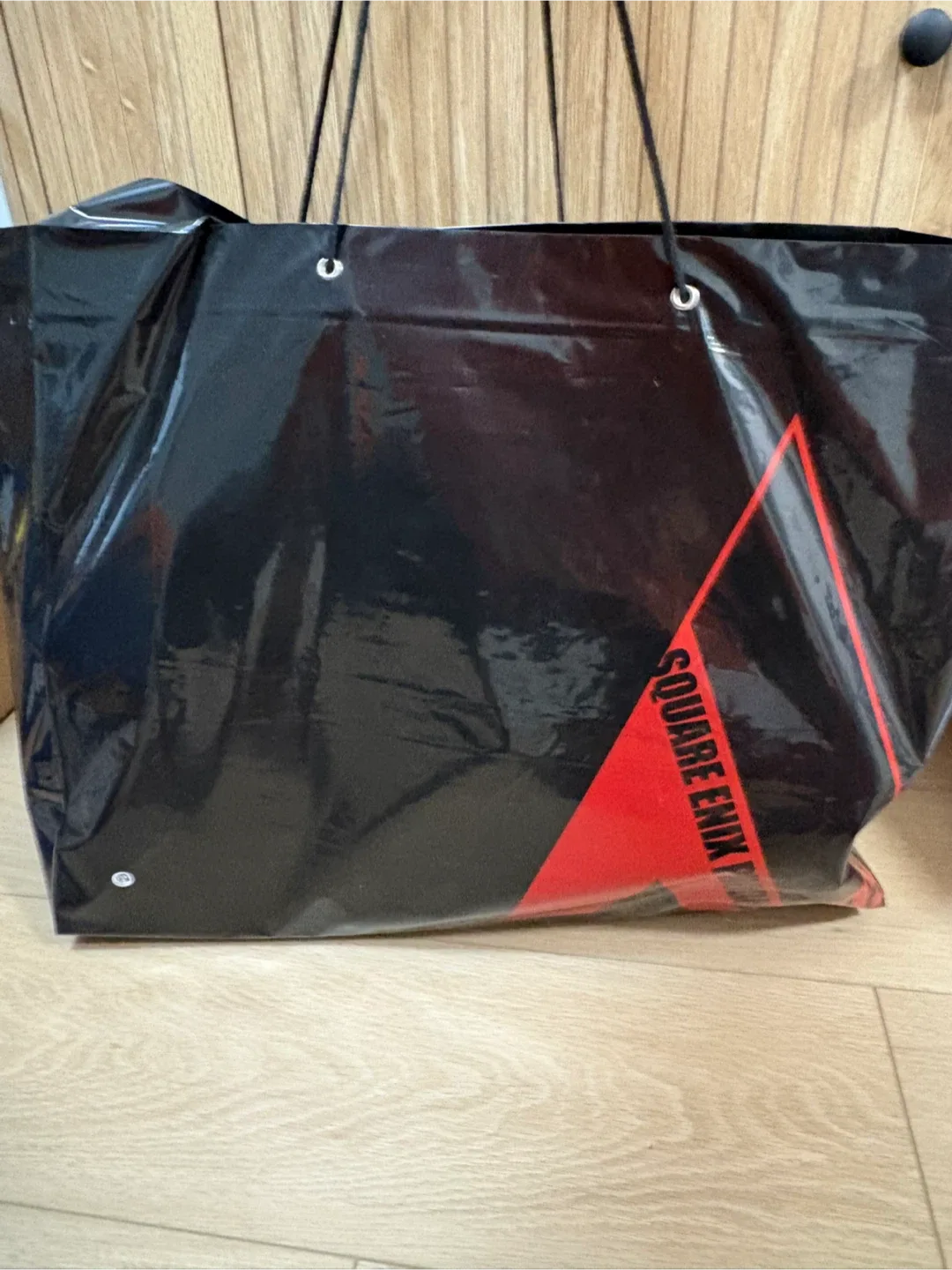 Large Square Enix Products Black Tote plastic shopping Bag thumbnail