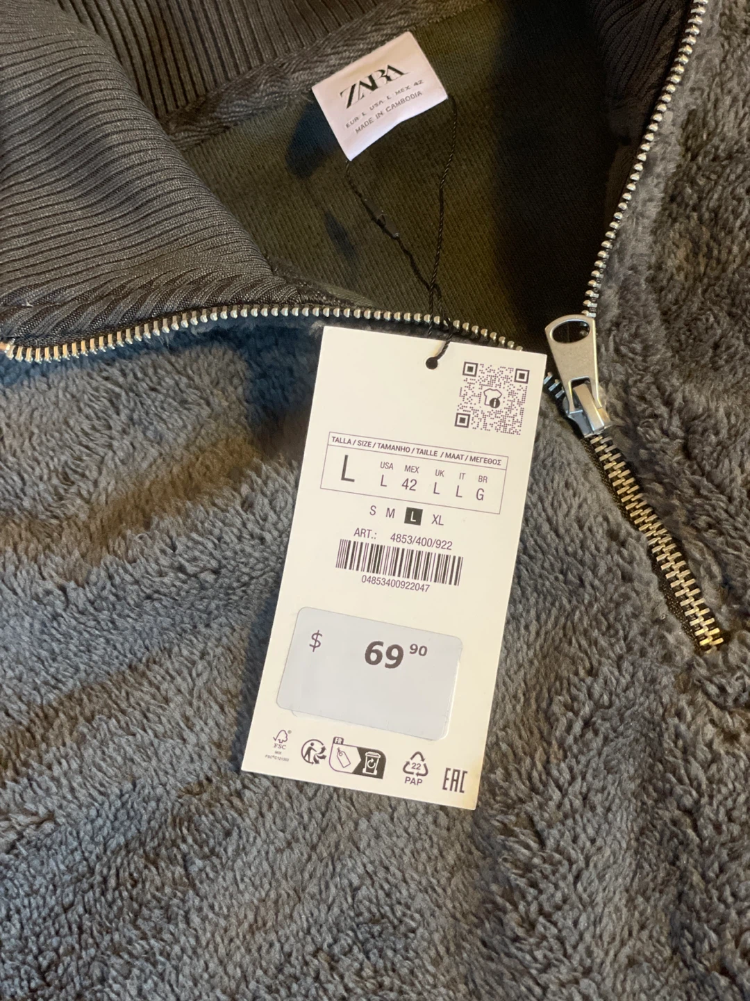 Zara Fleece Pullover - Size L - photo 3