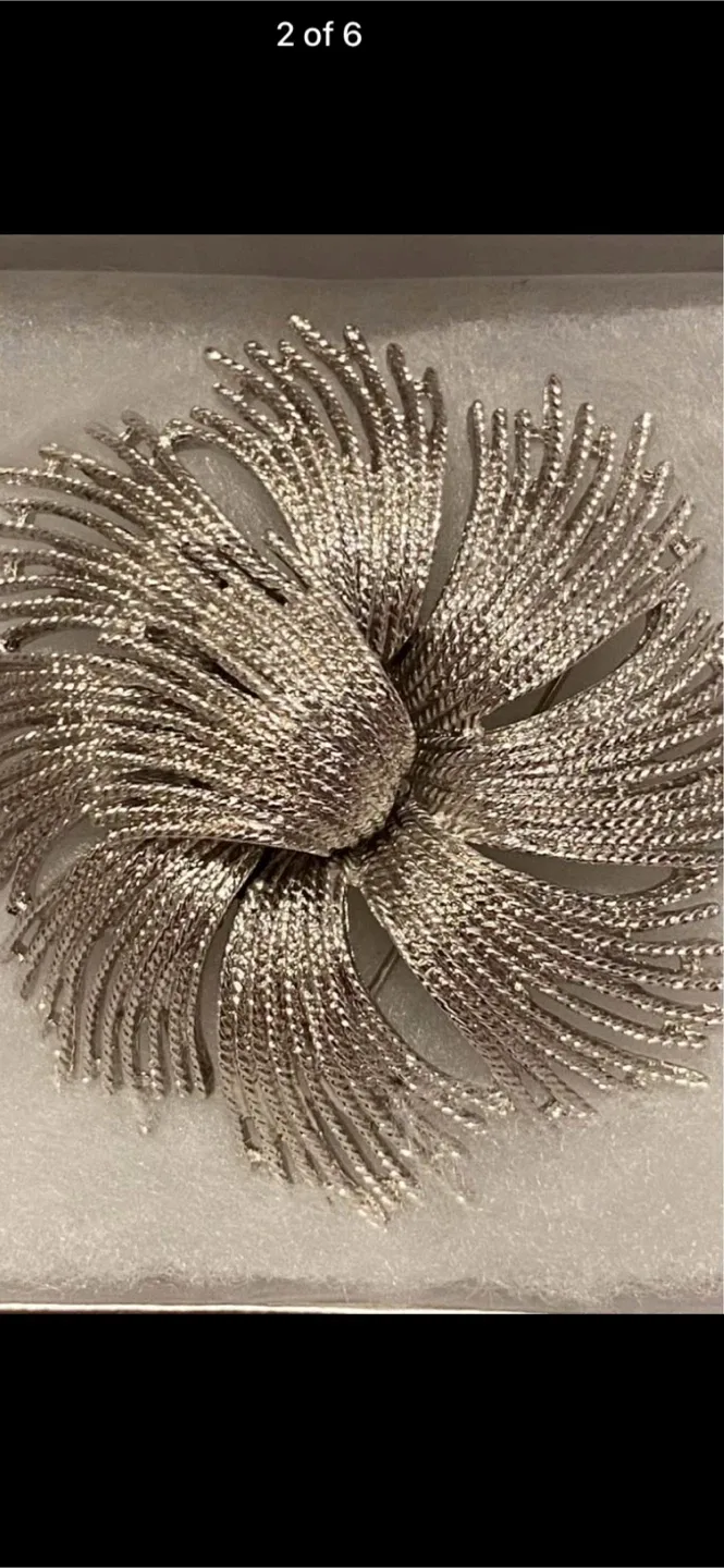 Vintage “Monet Cordelia” Silver Starburst Flower Brooch image indicator(2)