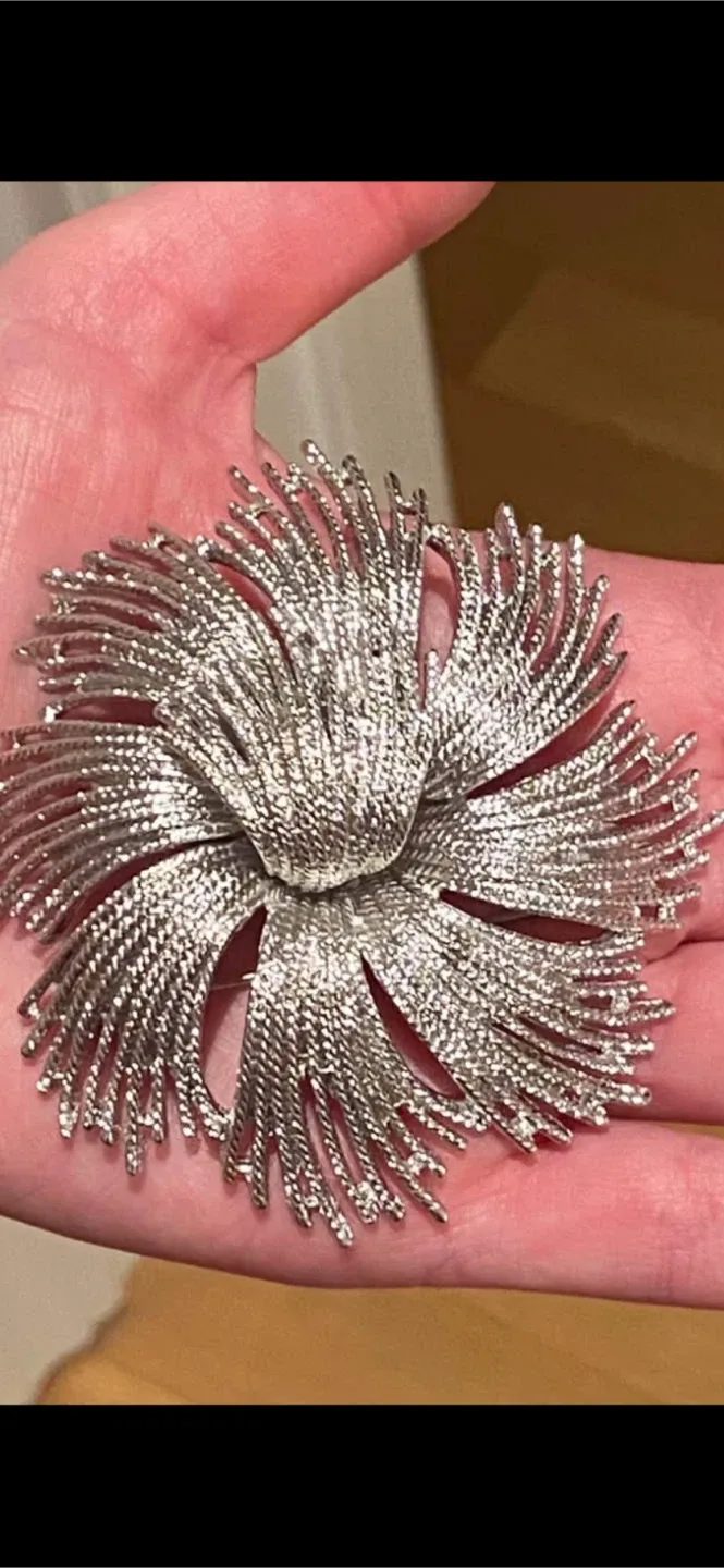 Vintage “Monet Cordelia” Silver Starburst Flower Brooch thumbnail