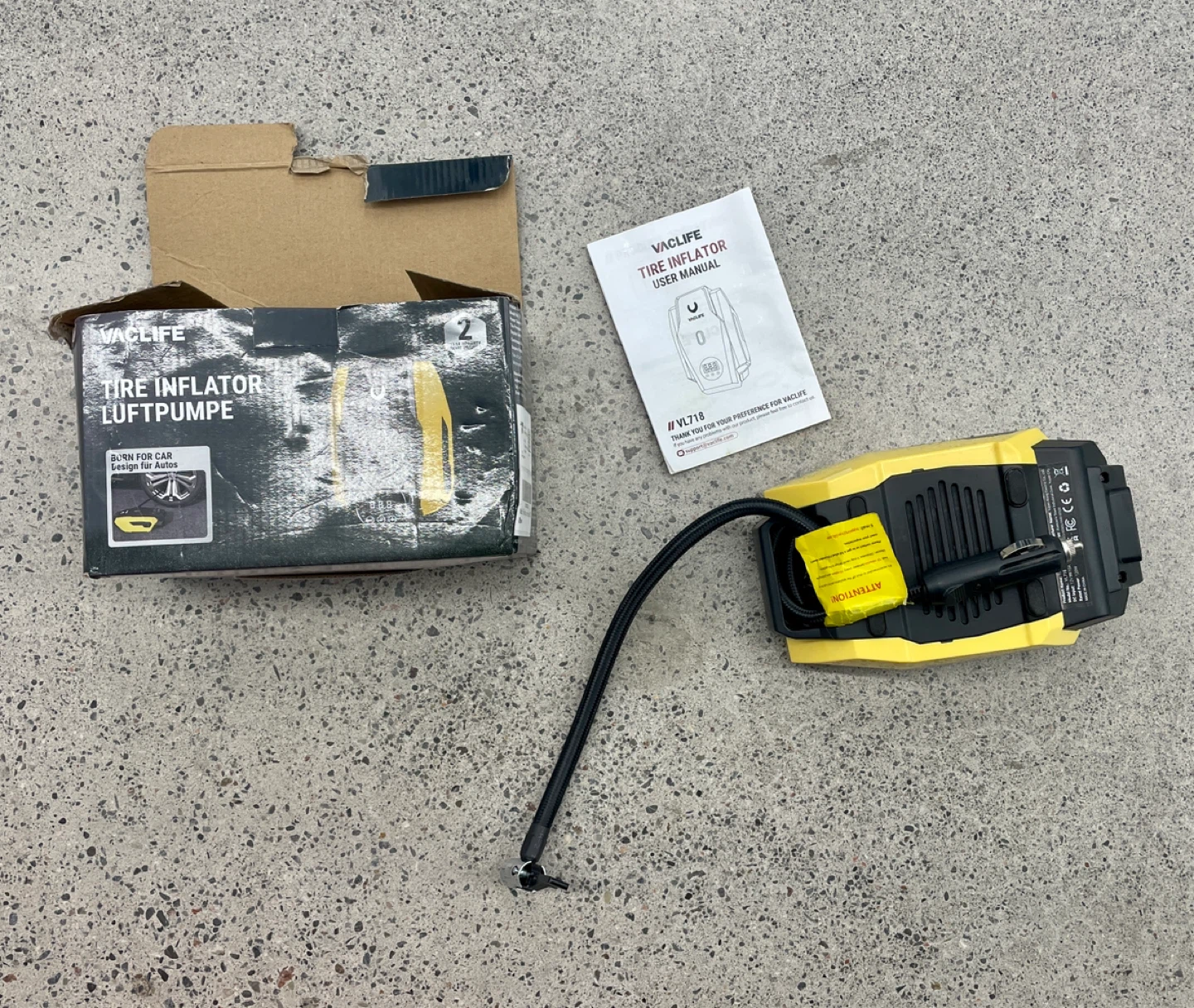 Auto set: Tire Inflator, tire gage & jumper cables