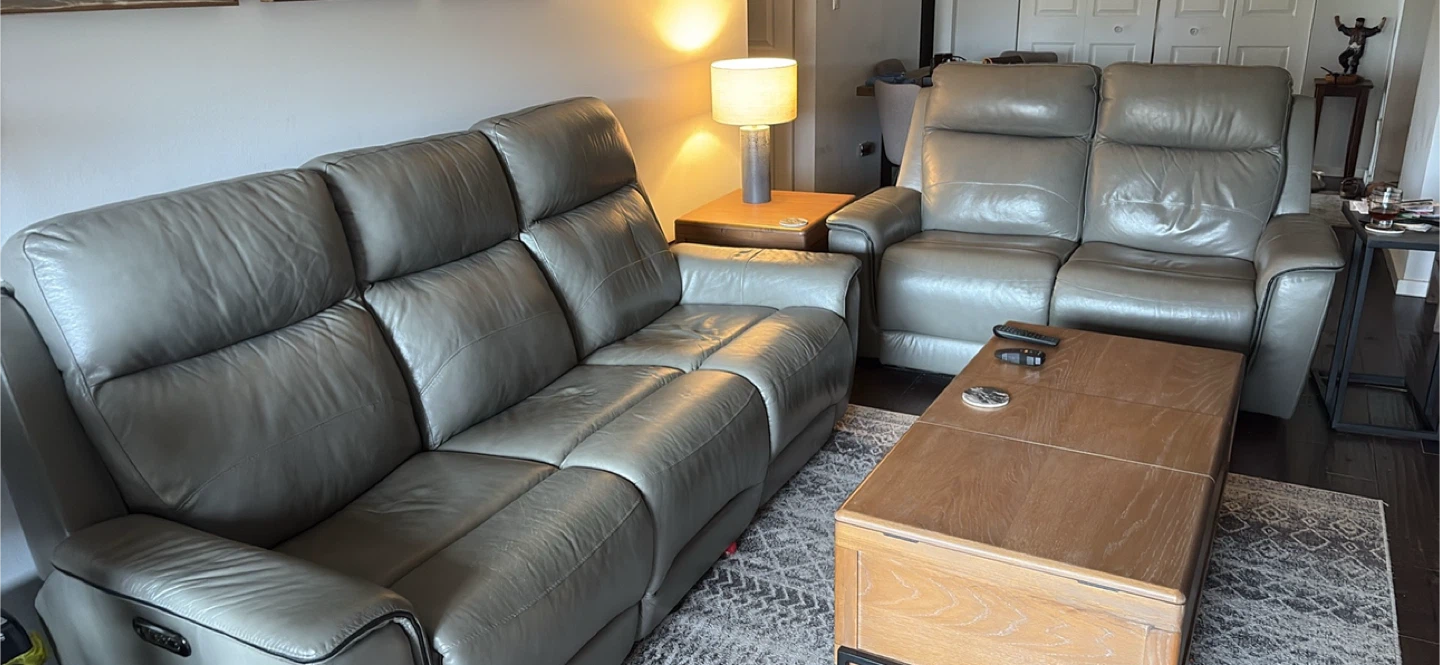 Leather Reclining Sofa and Loveseat Set