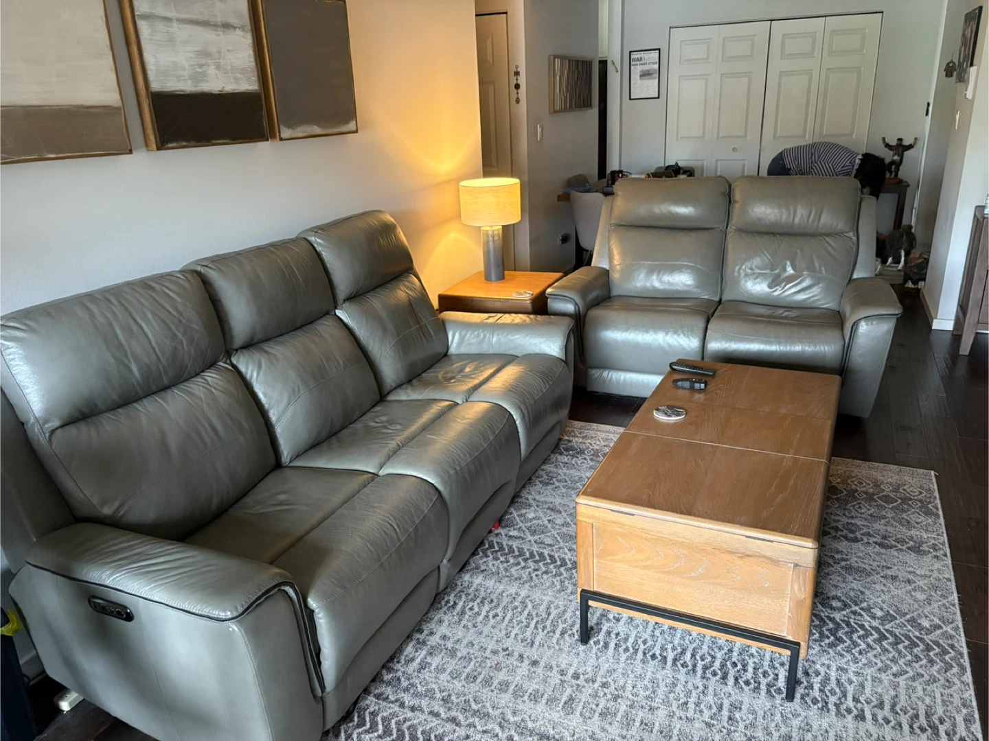 Leather Reclining Sofa and Loveseat Set - photo 2
