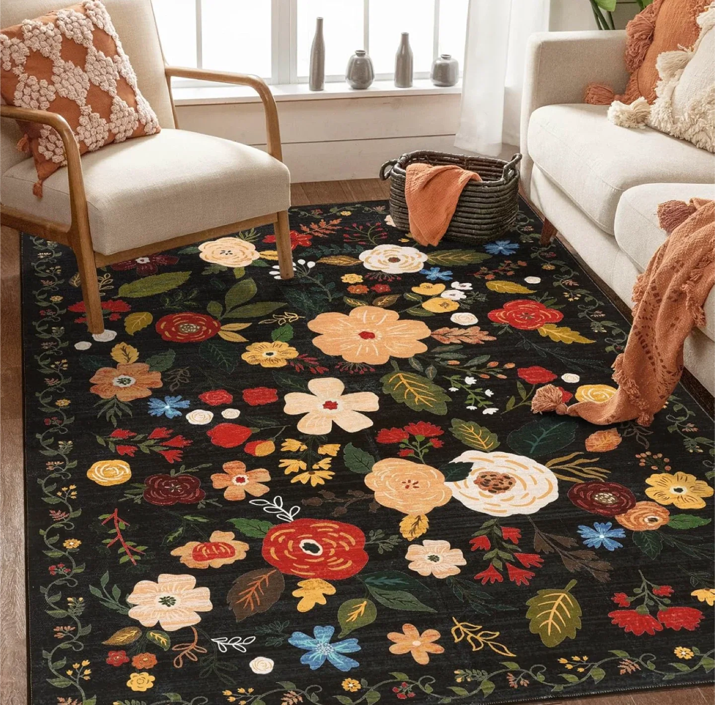 Floral Area Rug - 7ft x 5ft thumbnail