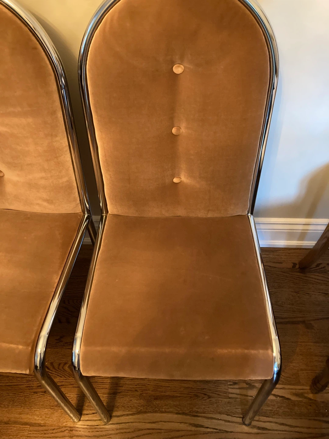 Set of 4 Brown Velvet Dining Chairs - photo 2