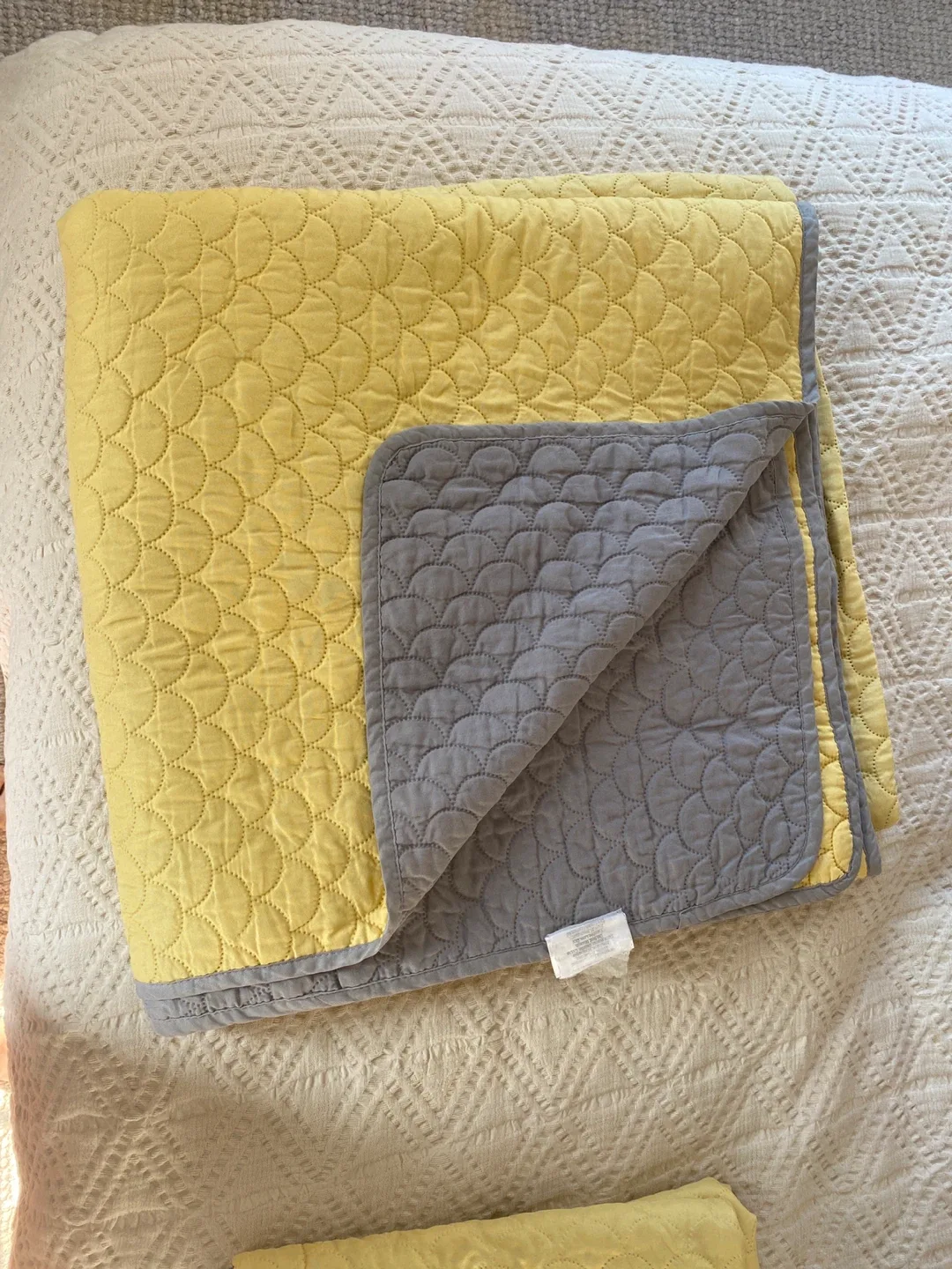 Yellow & Gray Quilted Blanket & Matching pillow cases