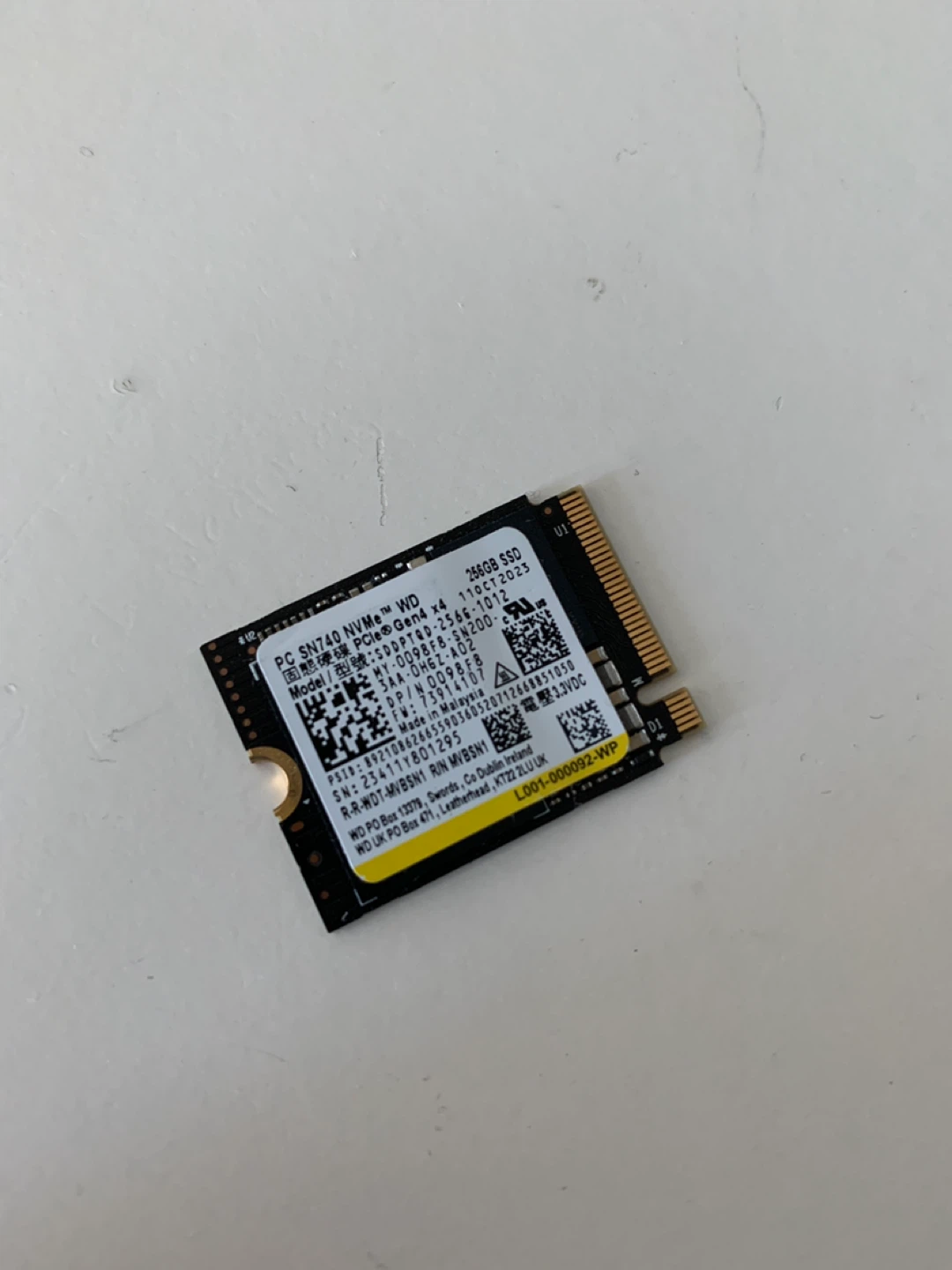 WD PC SN740 256GB NVMe SSD 2230
