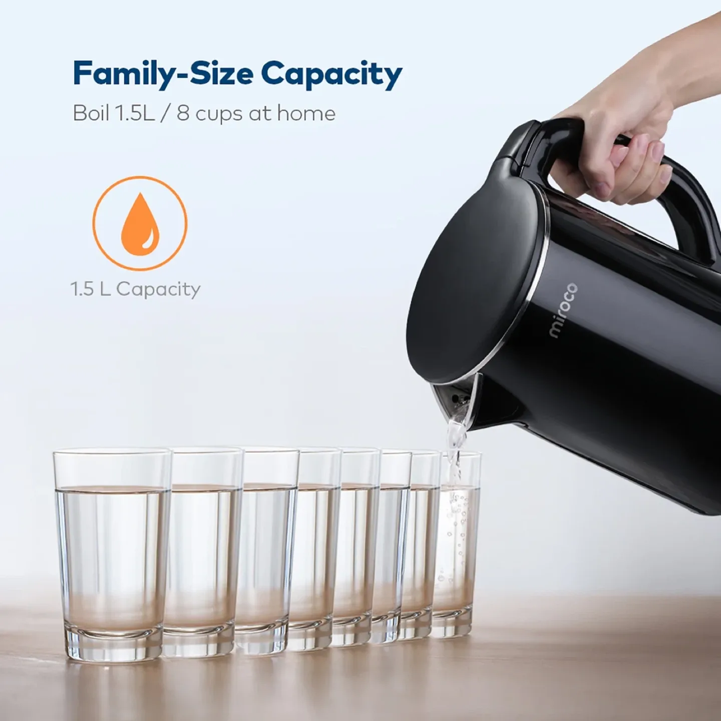 Miroco 1.5L Electric Kettle - Black image indicator(3)