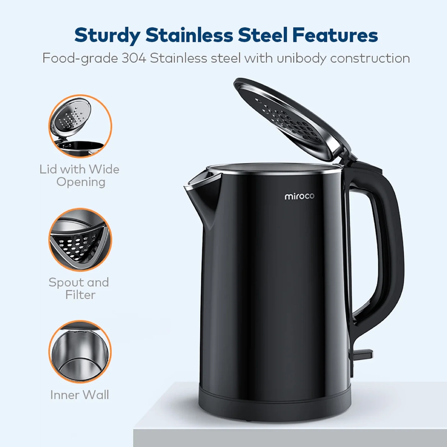 Miroco 1.5L Electric Kettle - Black - photo 2