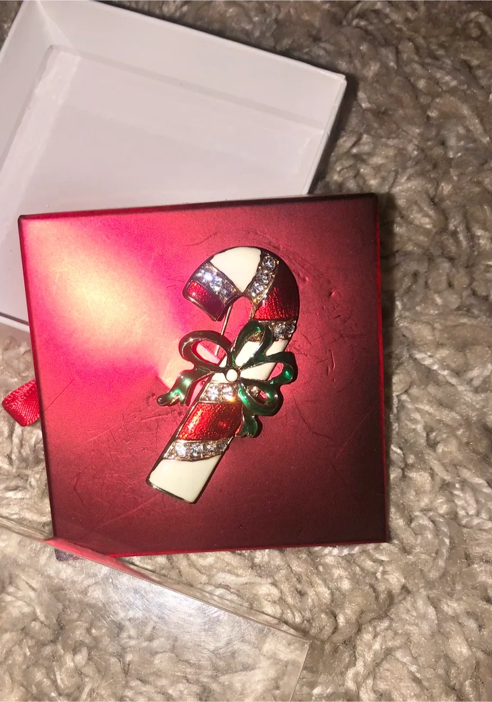 Vintage candy cane Christmas brooch