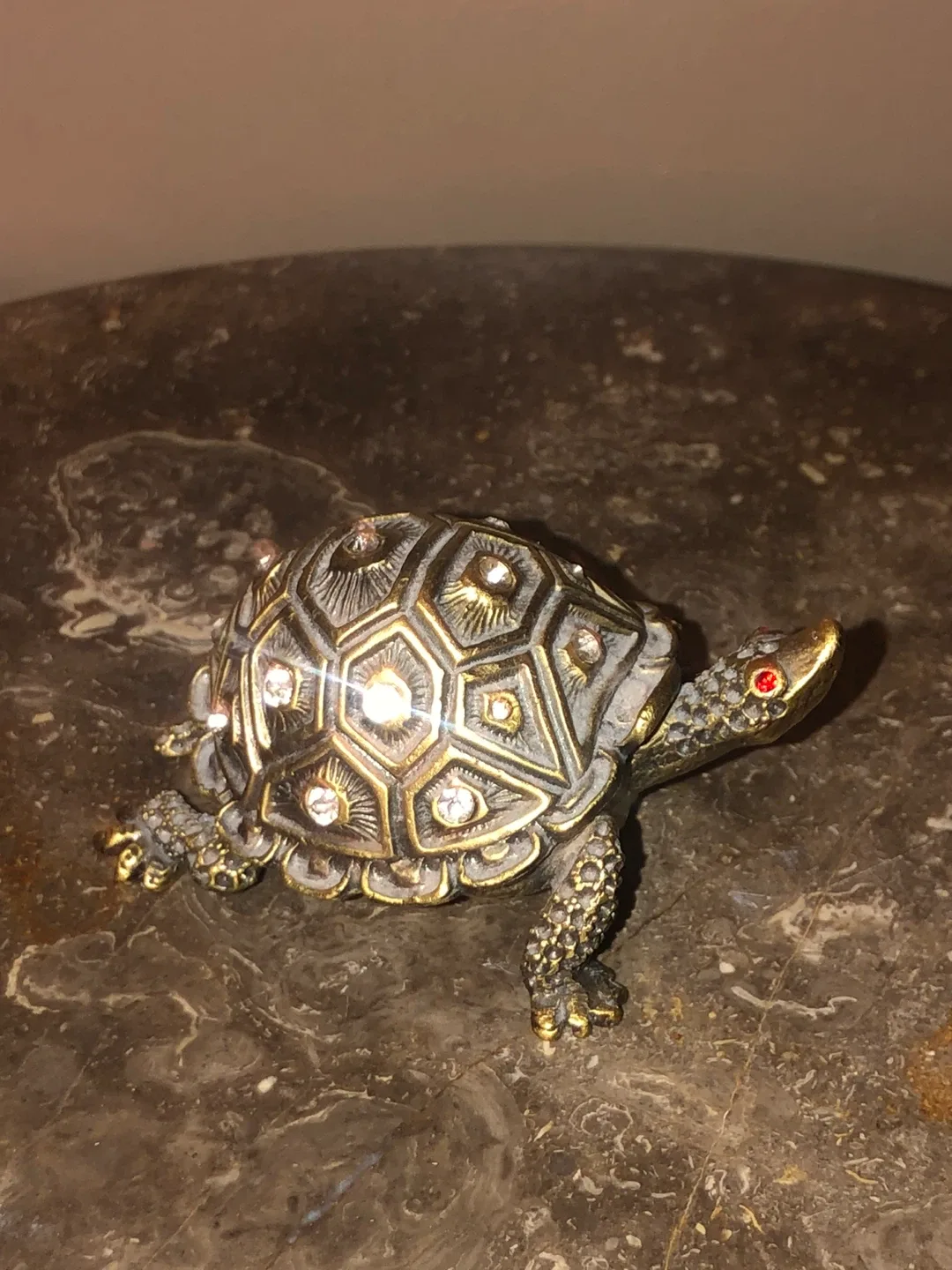 Turtle Trinket Box with Rhinestones