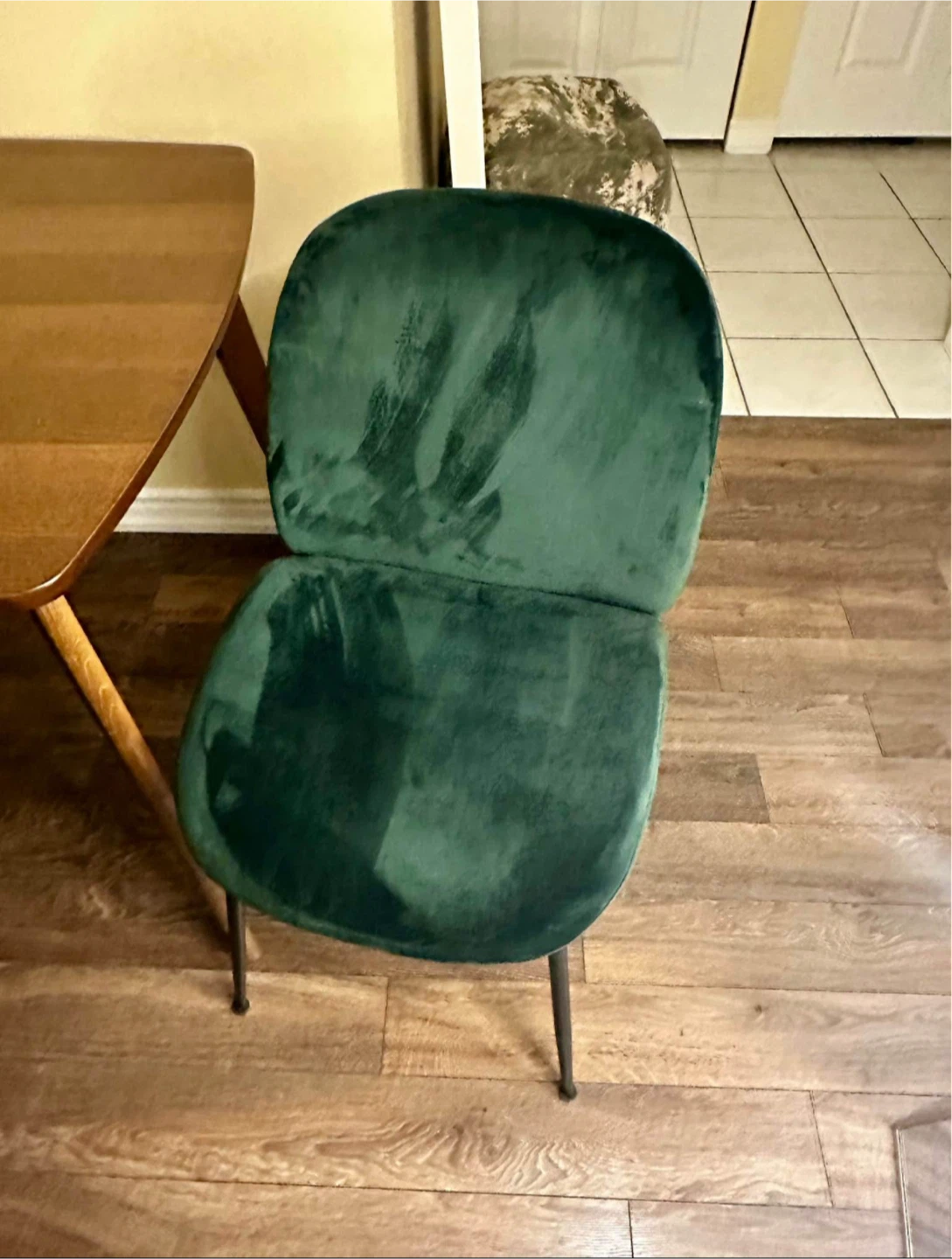 Dining table and Green Velvet Dining Chairs - Set of 4
