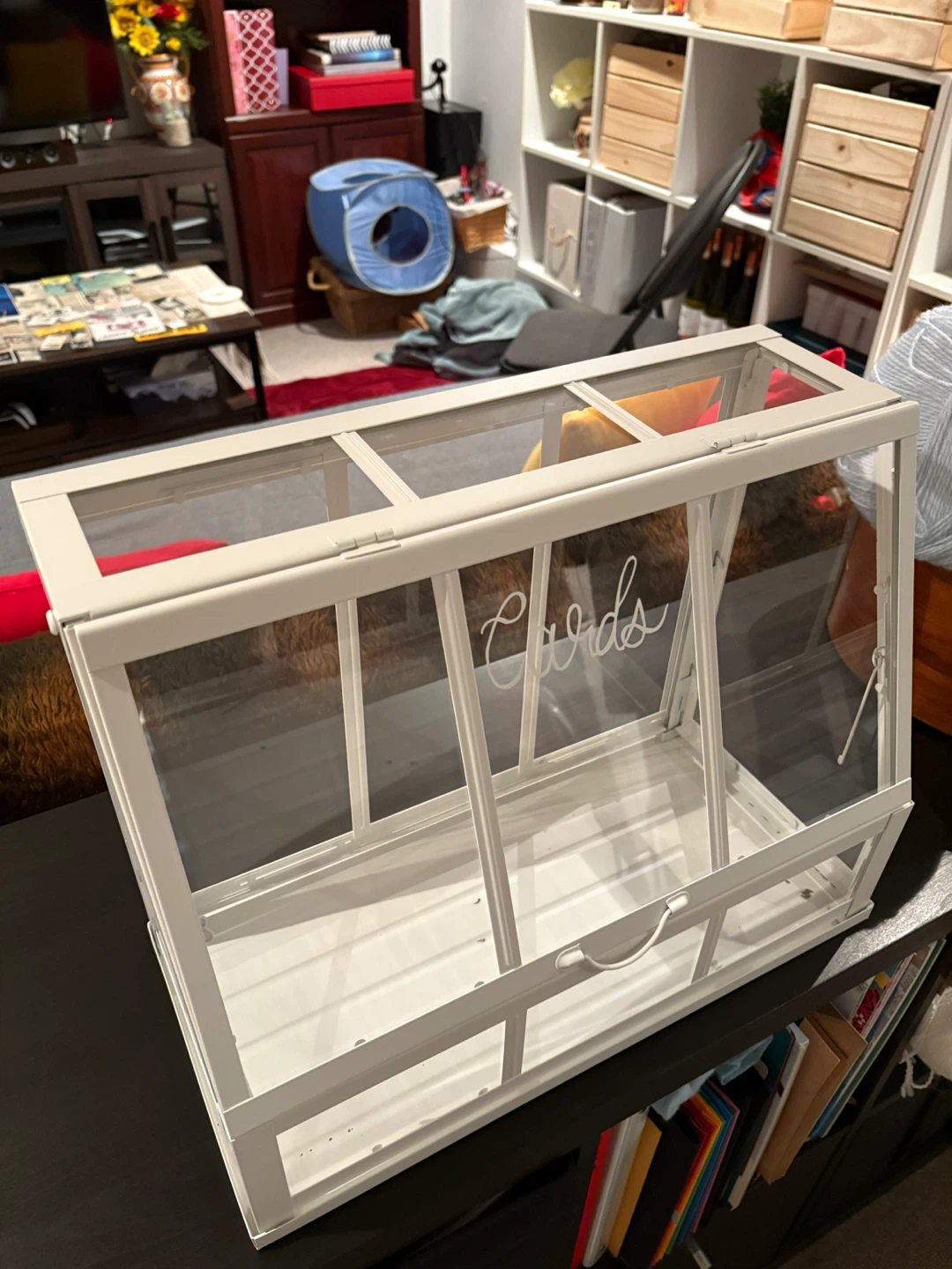 White Metal & Glass Card Box - Terrarium
