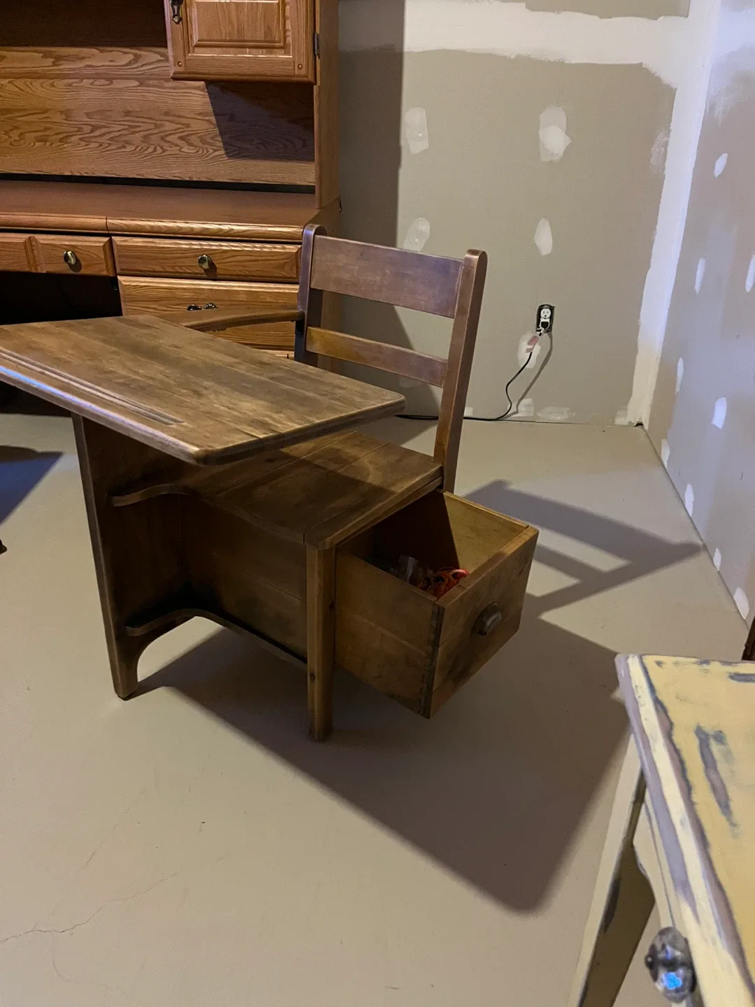 Vintage Wooden School Desk with Chair image indicator(3)