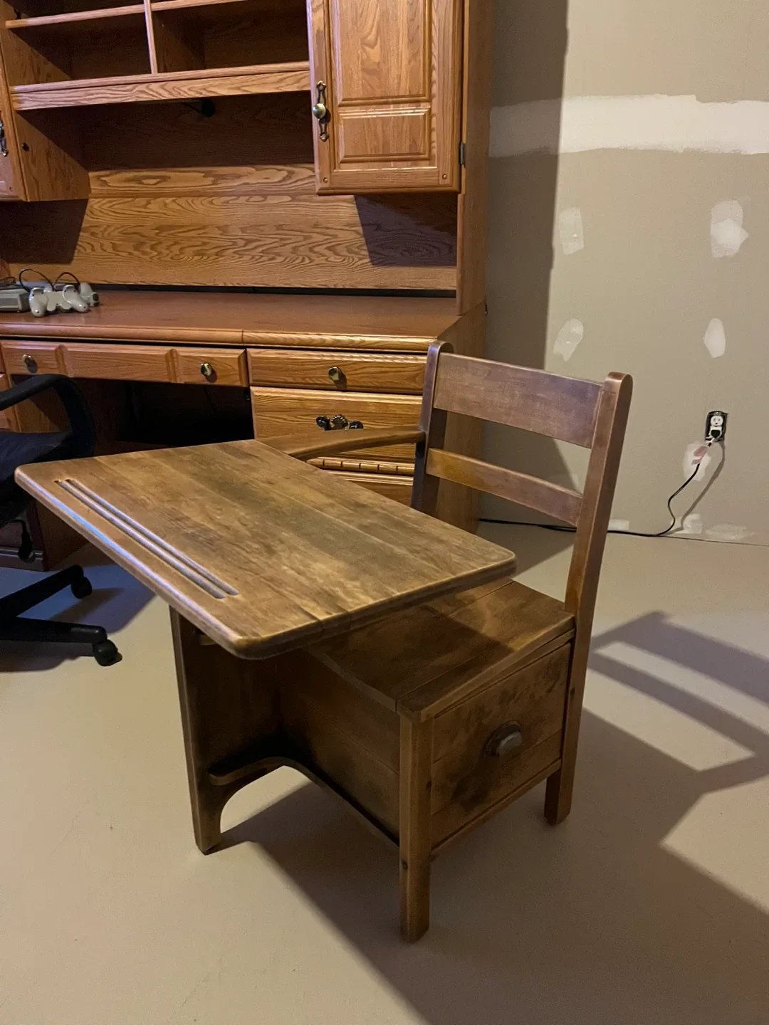 Vintage Wooden School Desk with Chair image indicator(2)