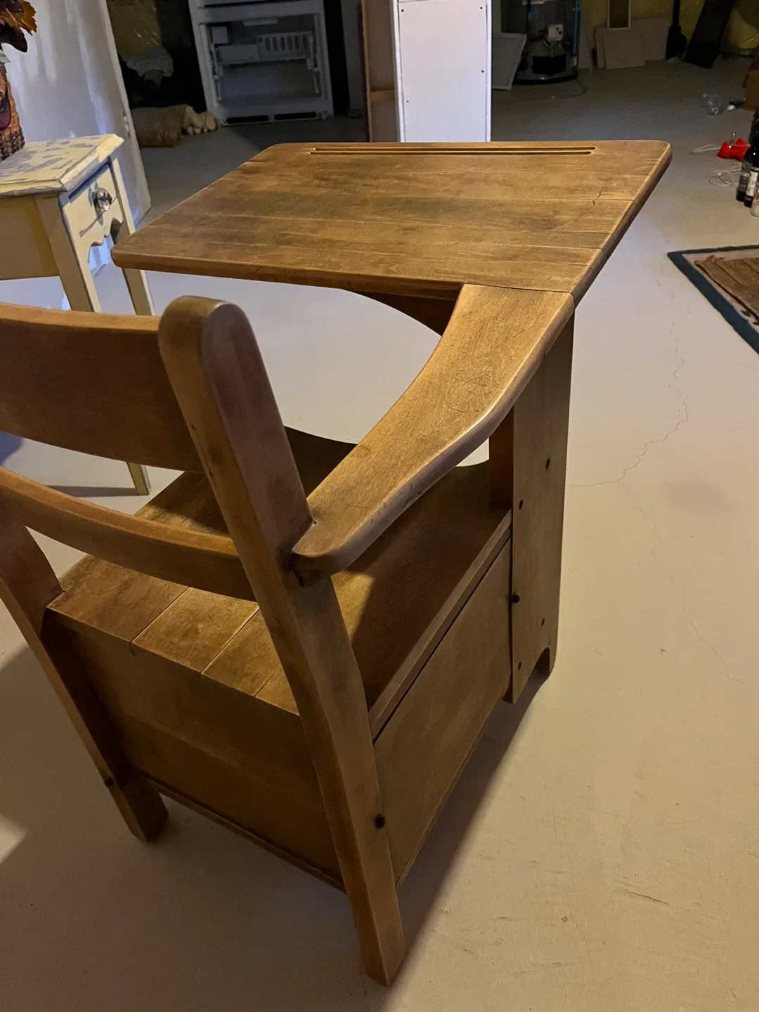 Vintage Wooden School Desk with Chair image indicator(5)