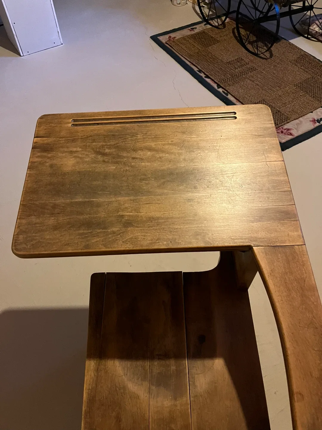 Vintage Wooden School Desk with Chair image indicator(7)