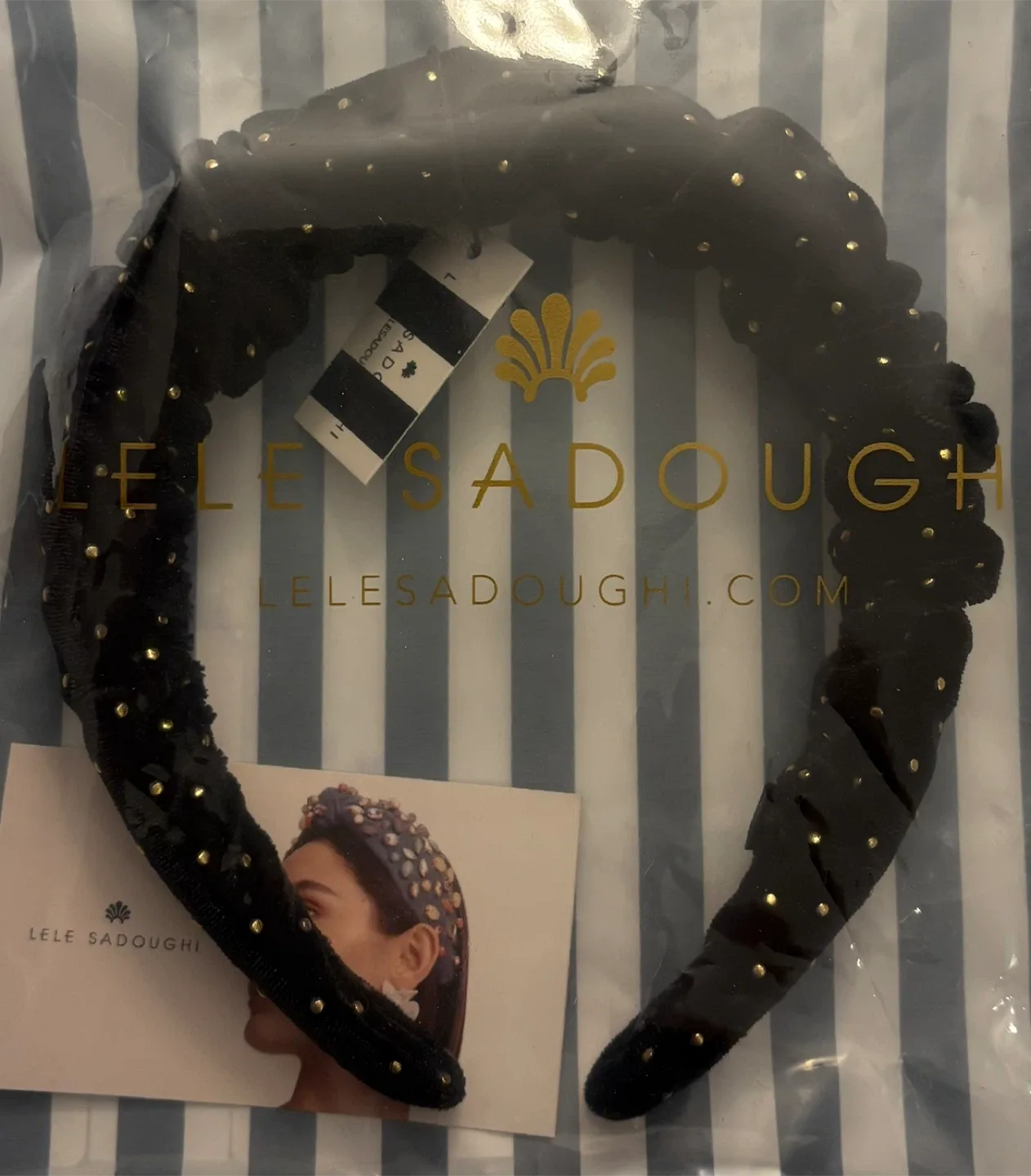 ✨✨Lele Sadoughi Jet Velvet Relly Headband thumbnail