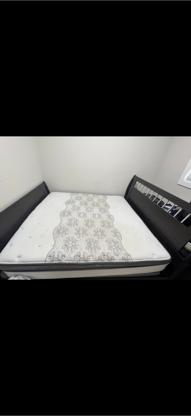 King Mattress and wooden bedframe and spring box - photo 3