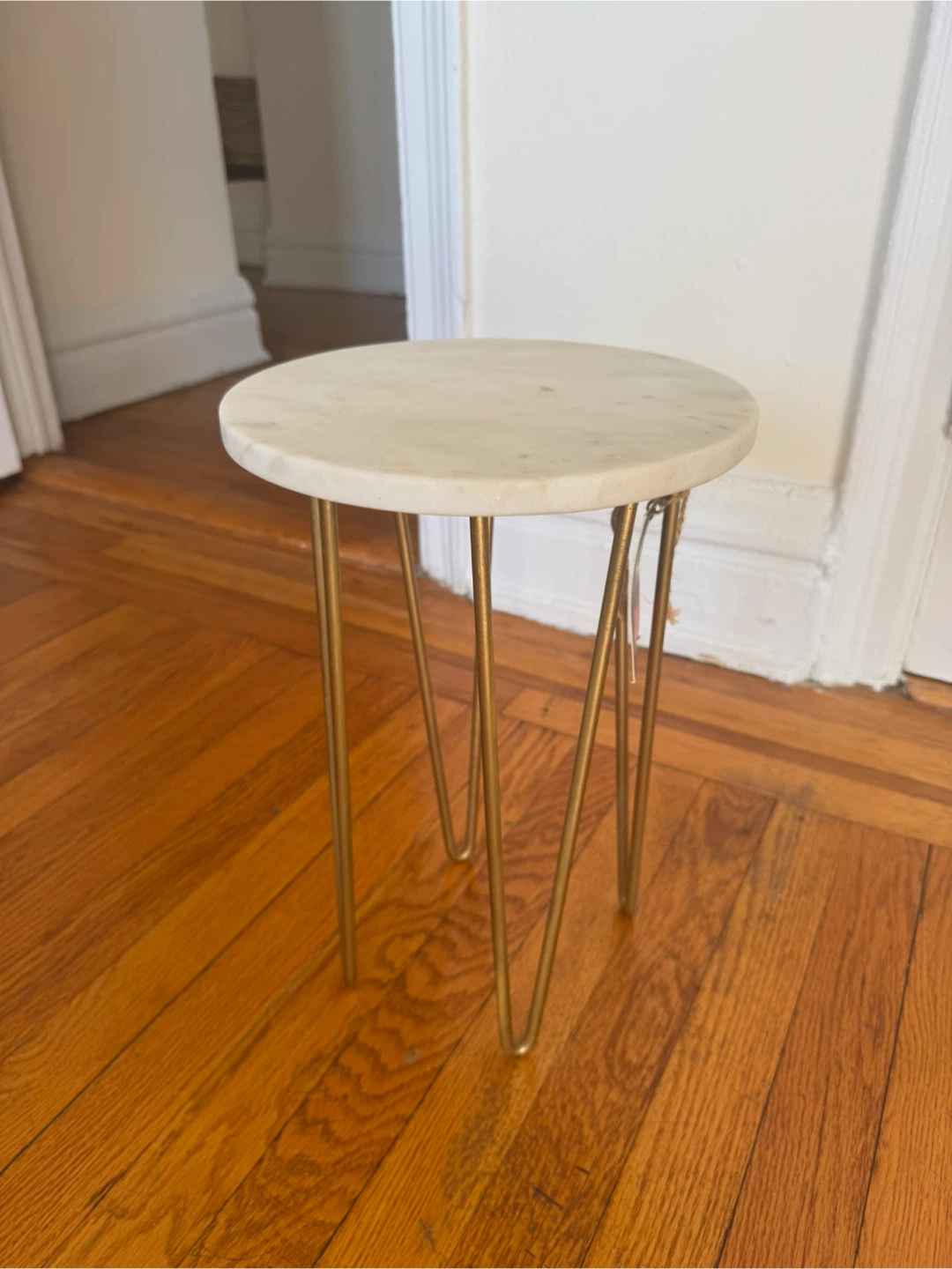Marble Top Side Table with Gold Legs