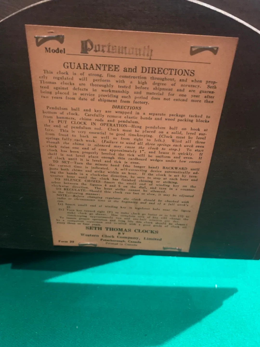 Seth Thomas Portsmouth Mantle Clock image indicator(6)