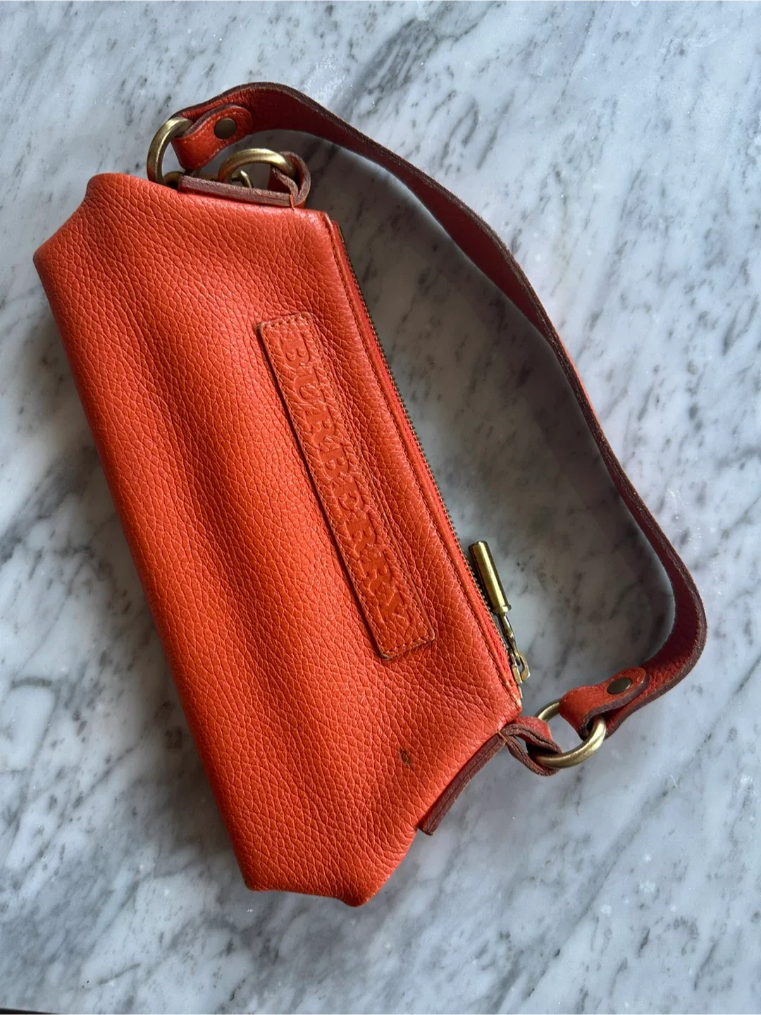 Burberry London Orange Leather Shoulder Bag image indicator(3)