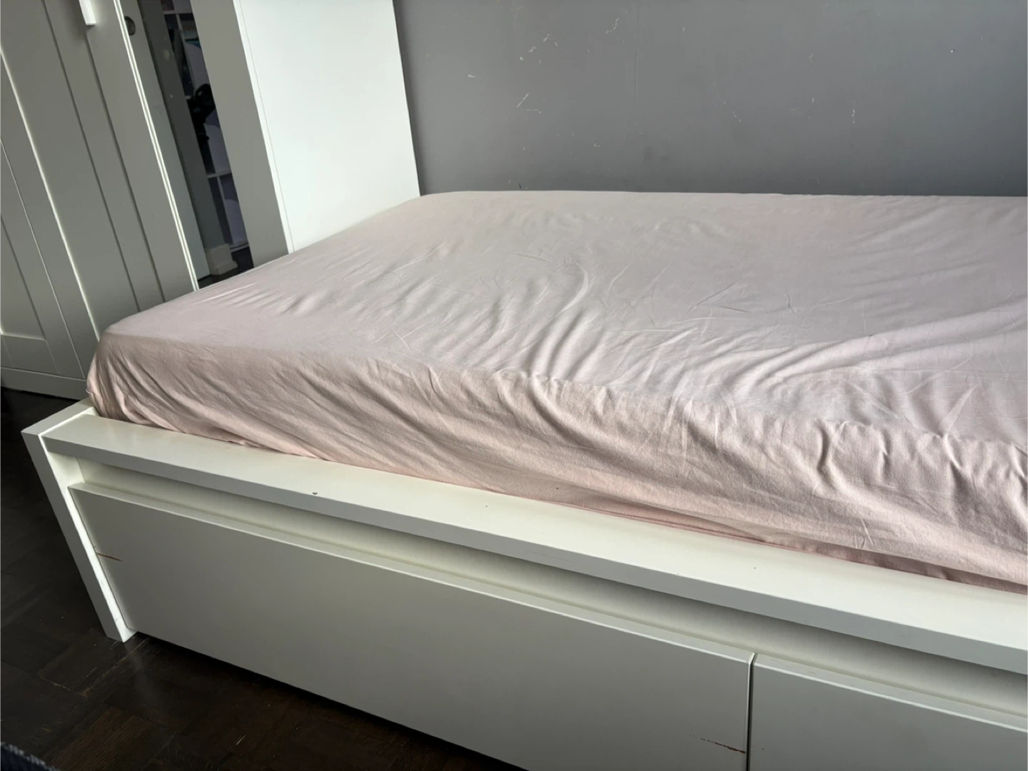 White twin bed with two drawers for storage - photo 4