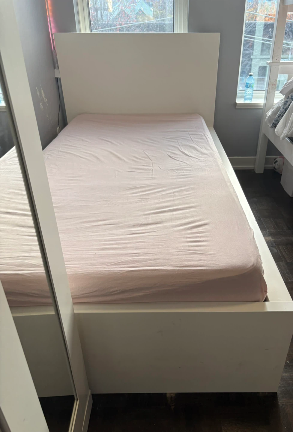 White twin bed with two drawers for storage - photo 2