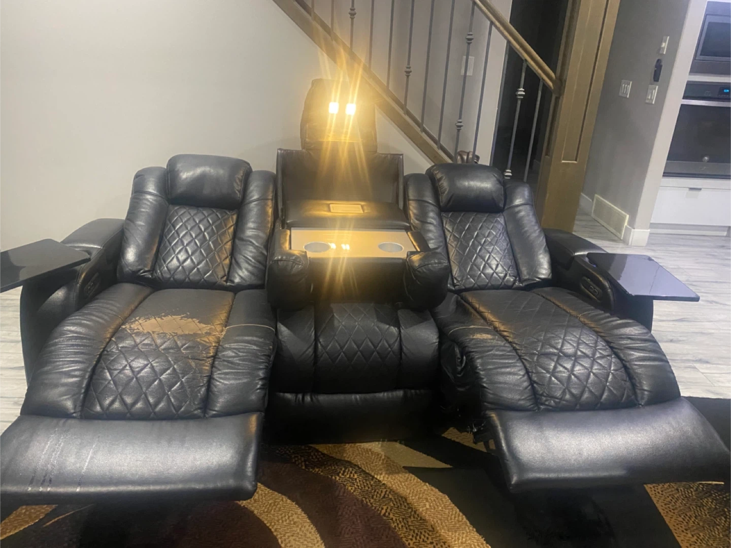 Black Leather Reclining Sofa