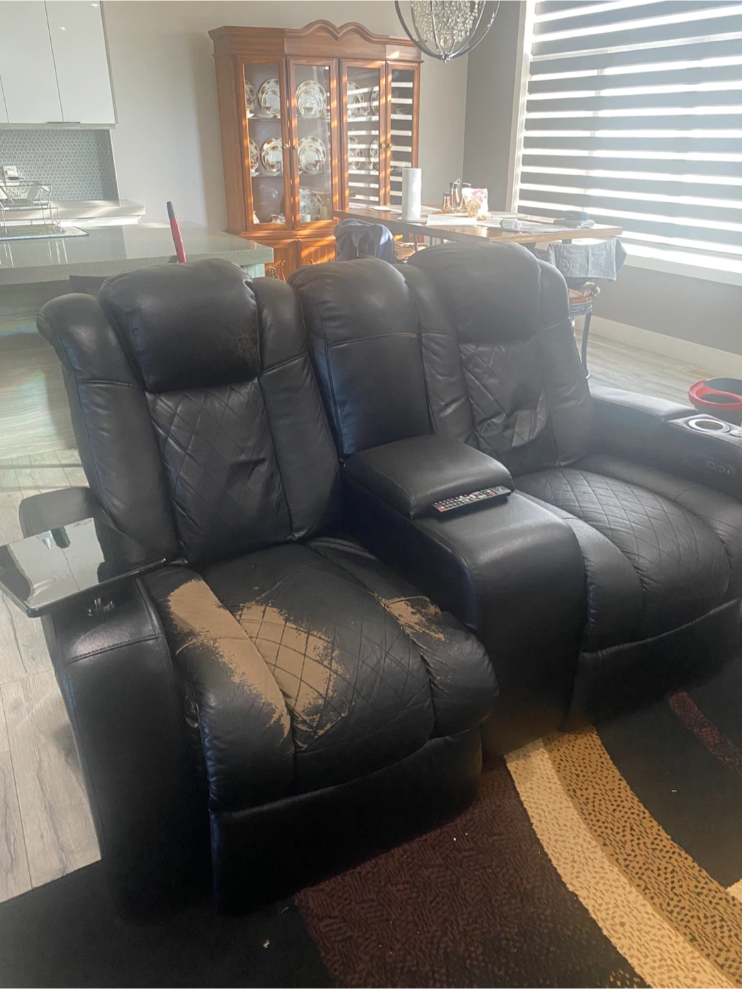 Black Leather Reclining Sofa - photo 3