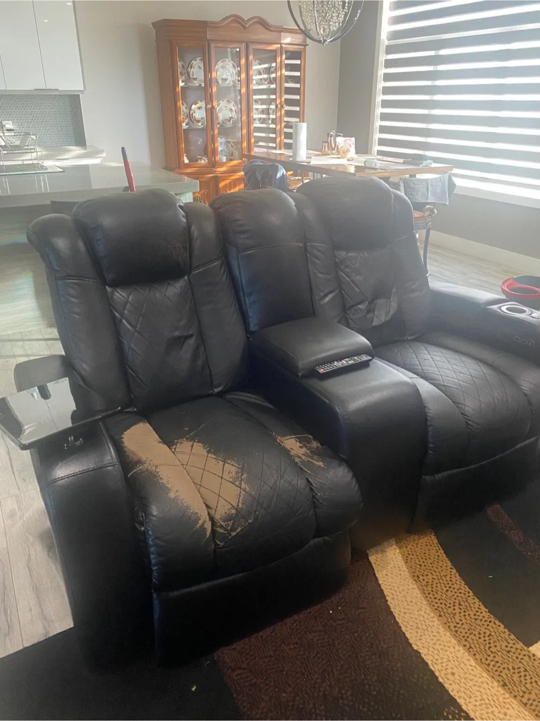 Black Leather Reclining Sofa image indicator(3)