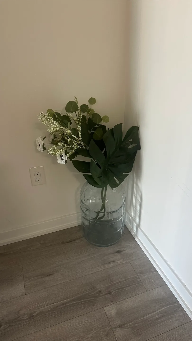Glass Vase with Faux Floral Arrangement
