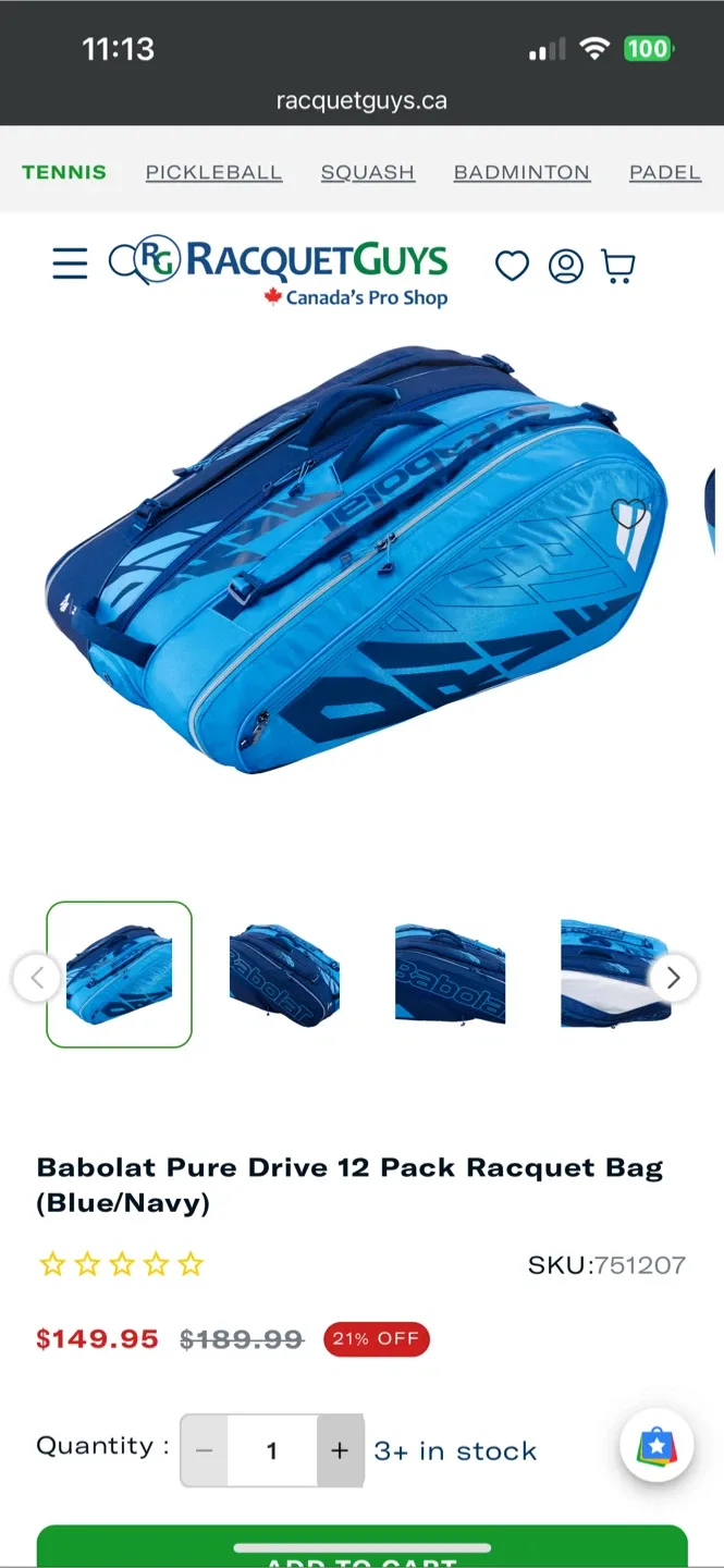 Babolat Pure Drive 12 Racquet Tennis Bag (Blue/Navy) image indicator(2)