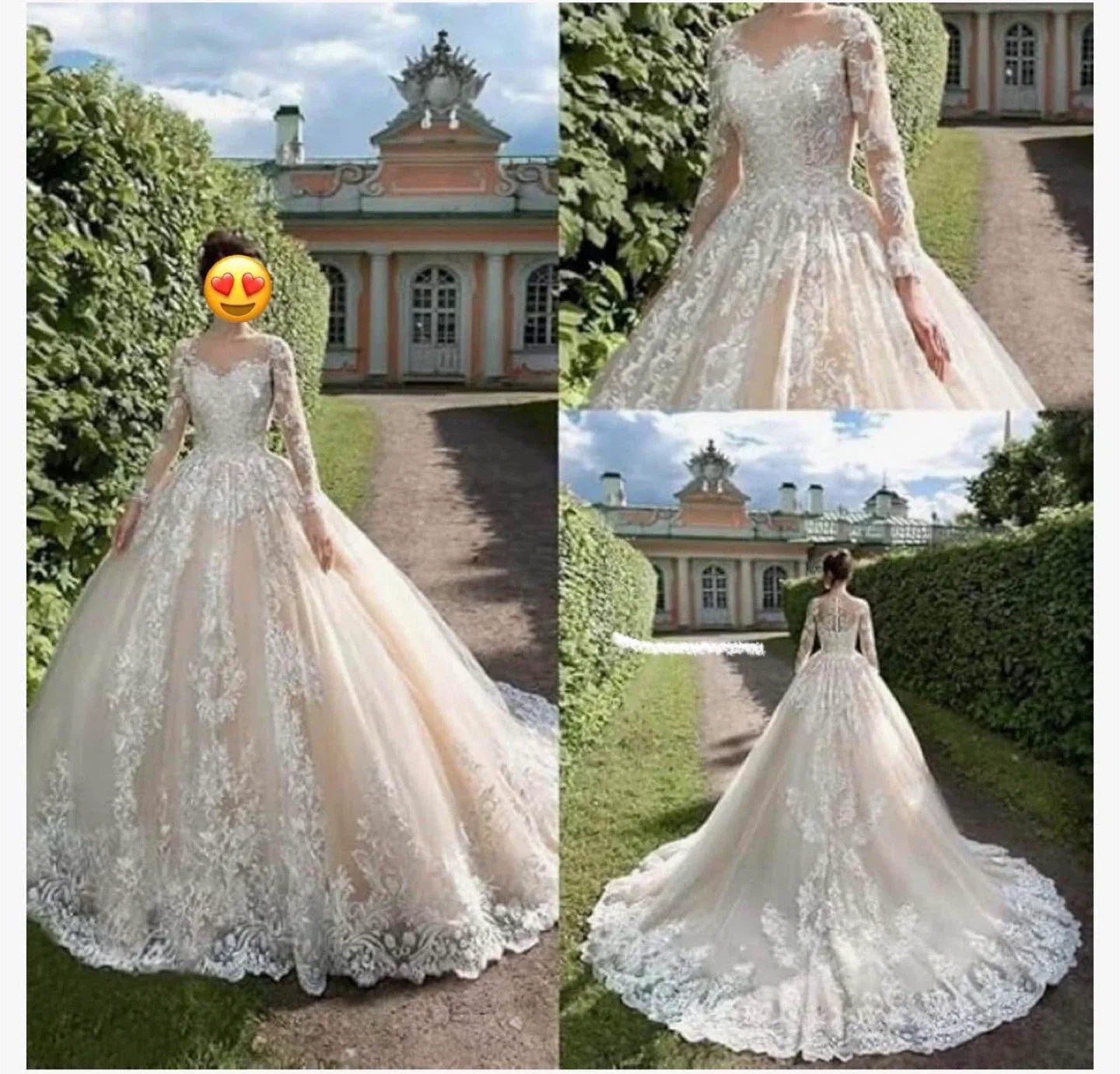 Long Sleeve Lace Bridal Ball Gown size 16 image indicator(2)