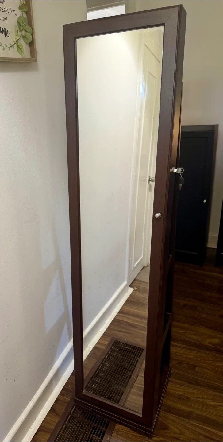 Standing Jewellery Mirror Cabinet - Brown image indicator(2)