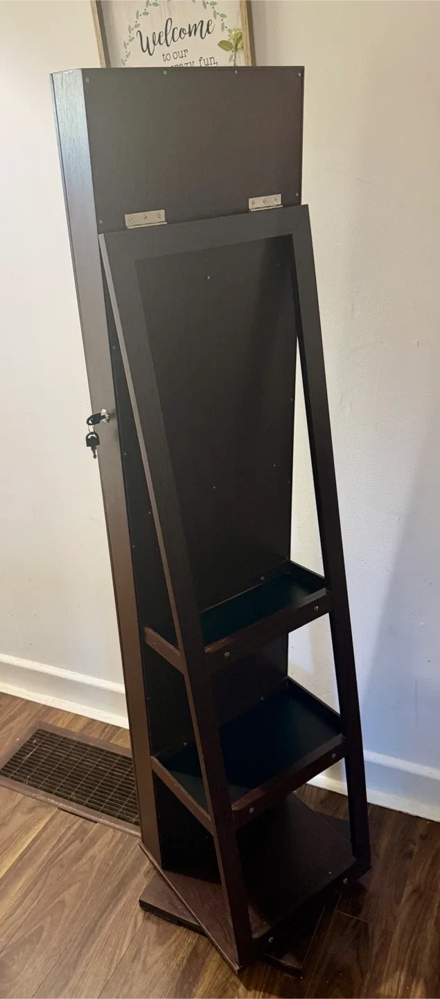 Standing Jewellery Mirror Cabinet - Brown image indicator(4)