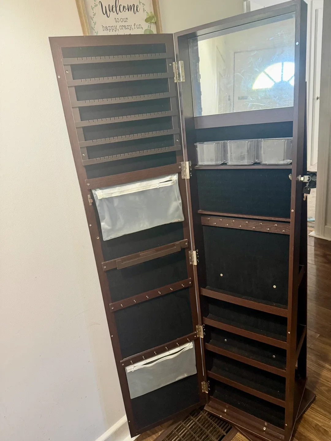 Standing Jewellery Mirror Cabinet - Brown image indicator(3)