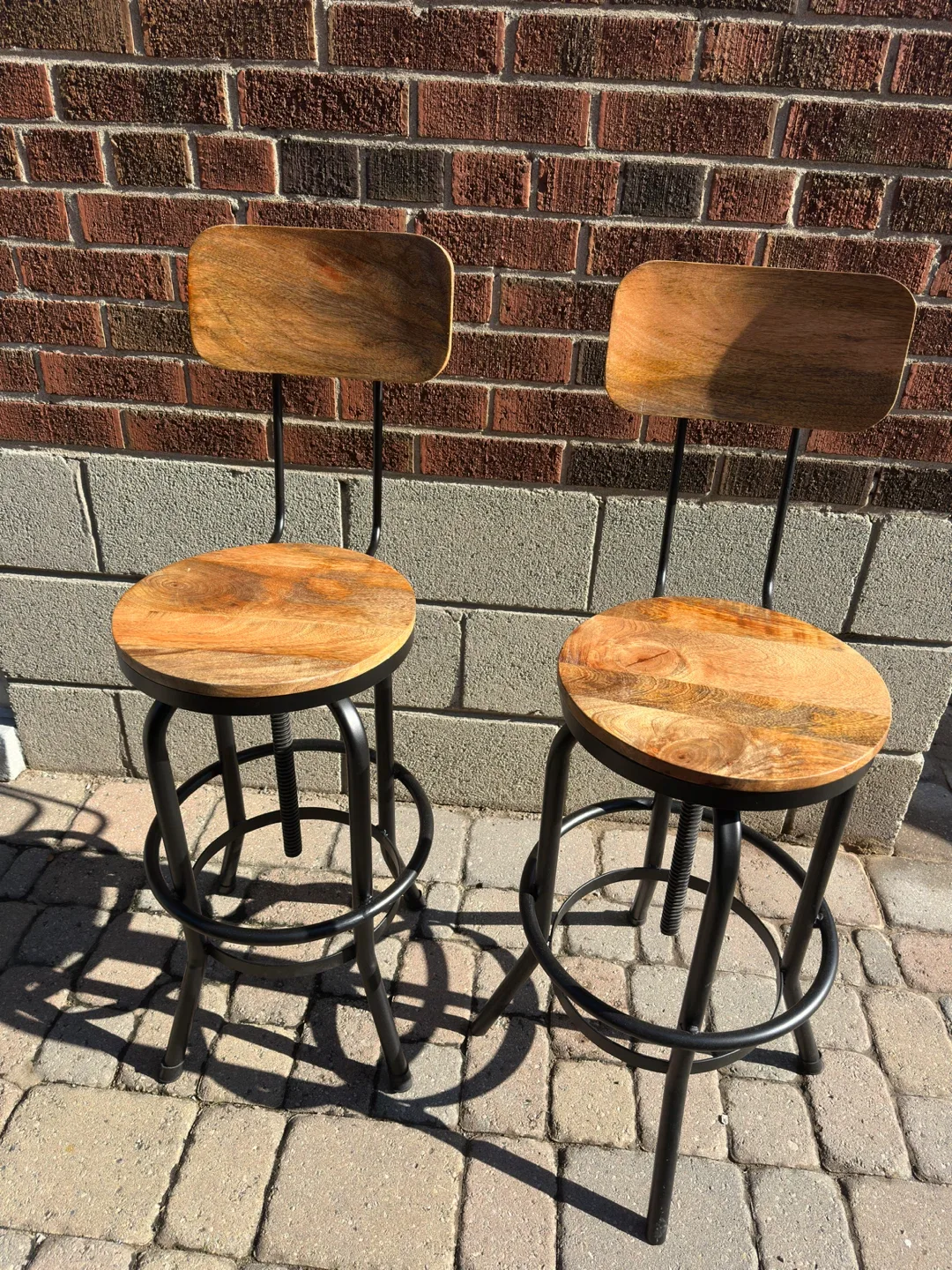 Set of 2 Wood & Metal Bar Stools thumbnail
