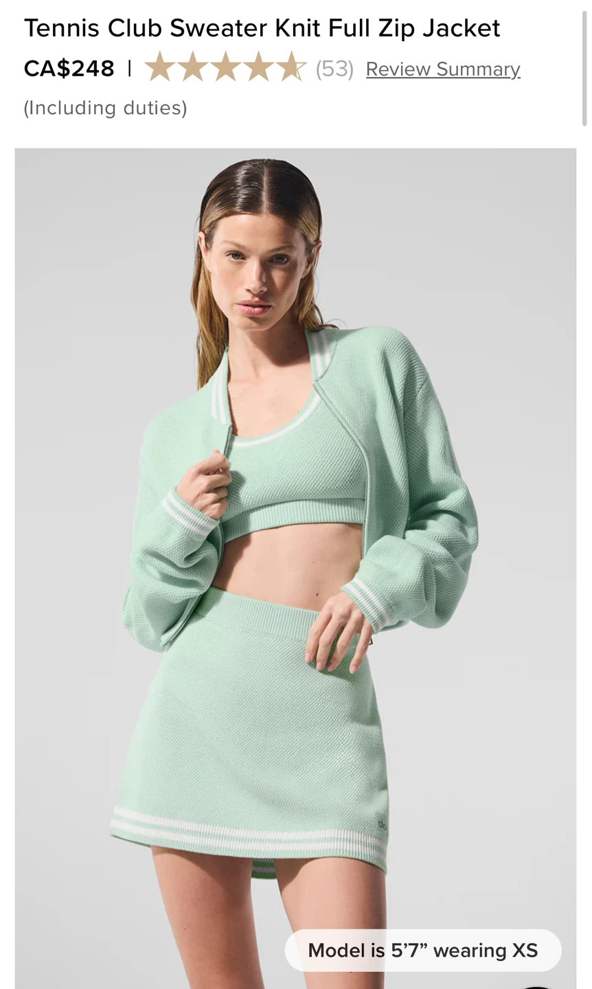 Alo Yoga Tennis Club Knit Set - Spearmint, Small - photo 5