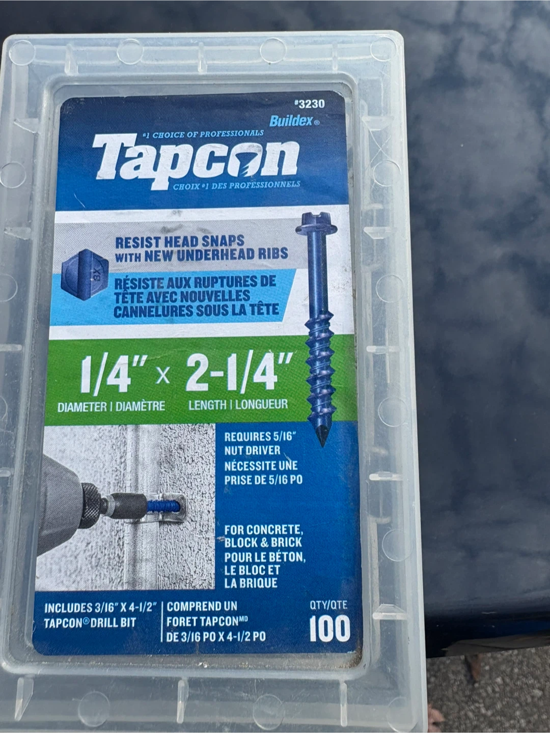 Buildex Tapcon 1/4" x 2-1/4" Screws - 100pc