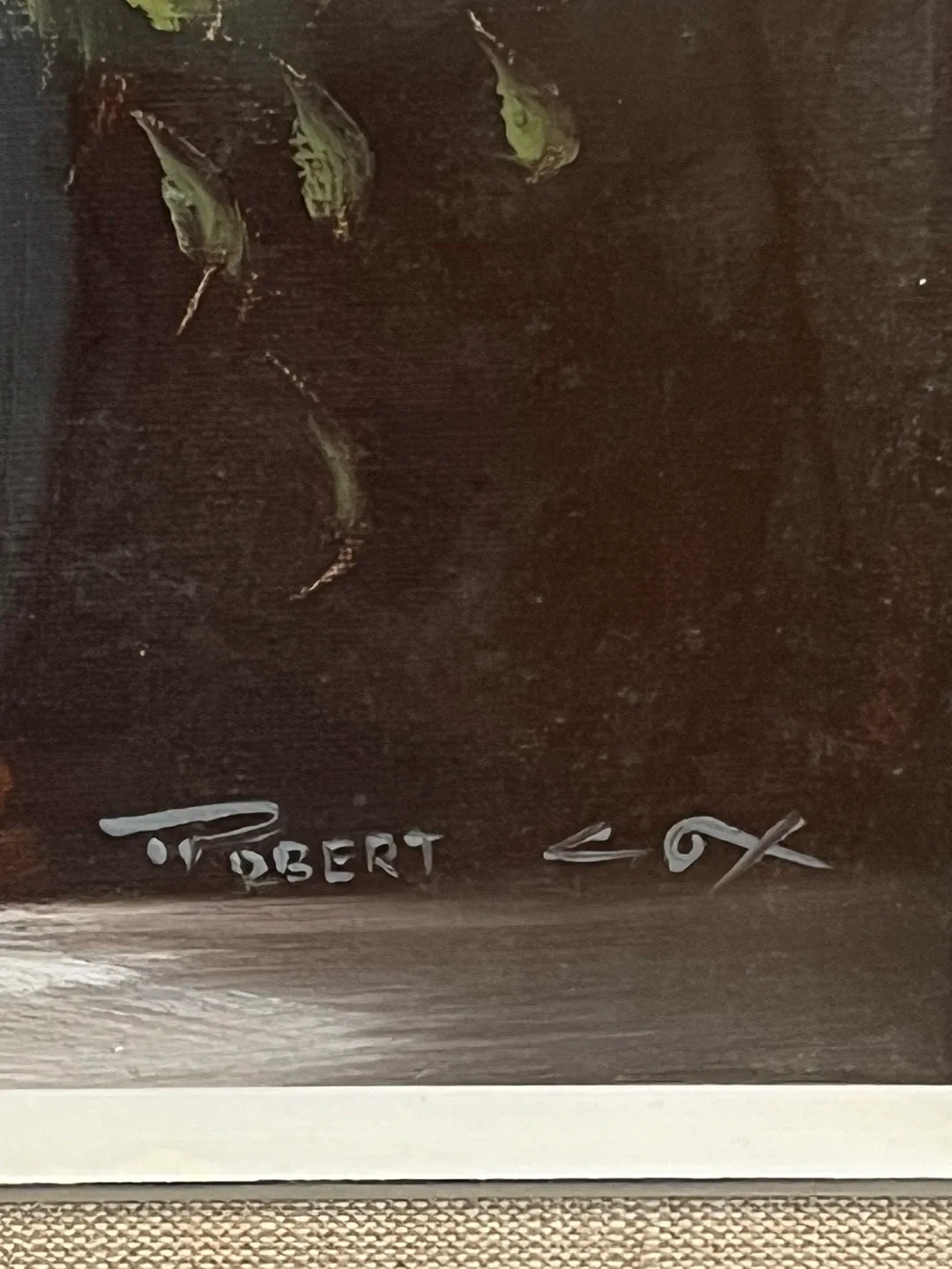 🎨 Robert Cox Original Oil Painting – White Roses in Vase image indicator(3)