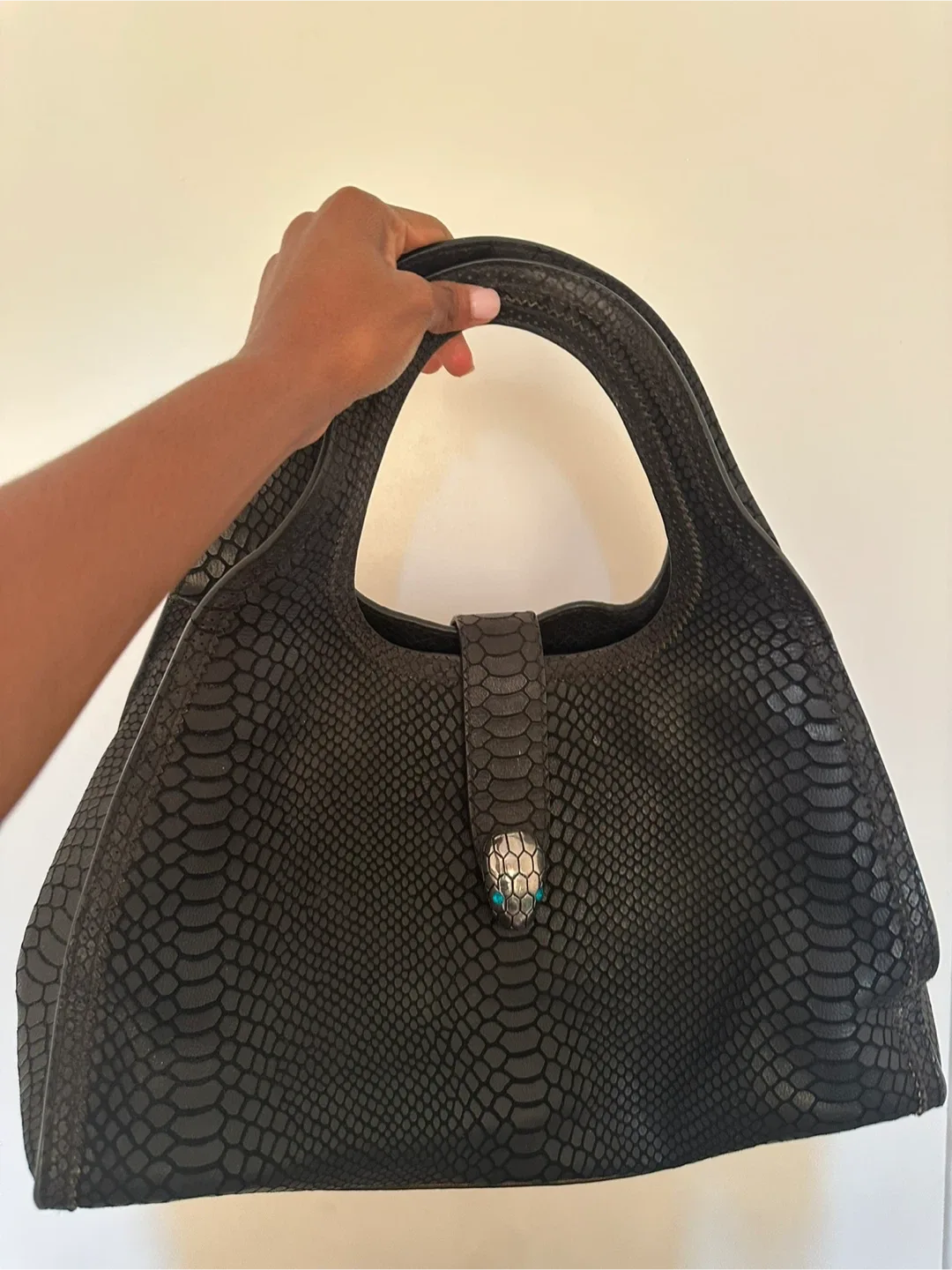 Serpenti Cabochon Black Bag