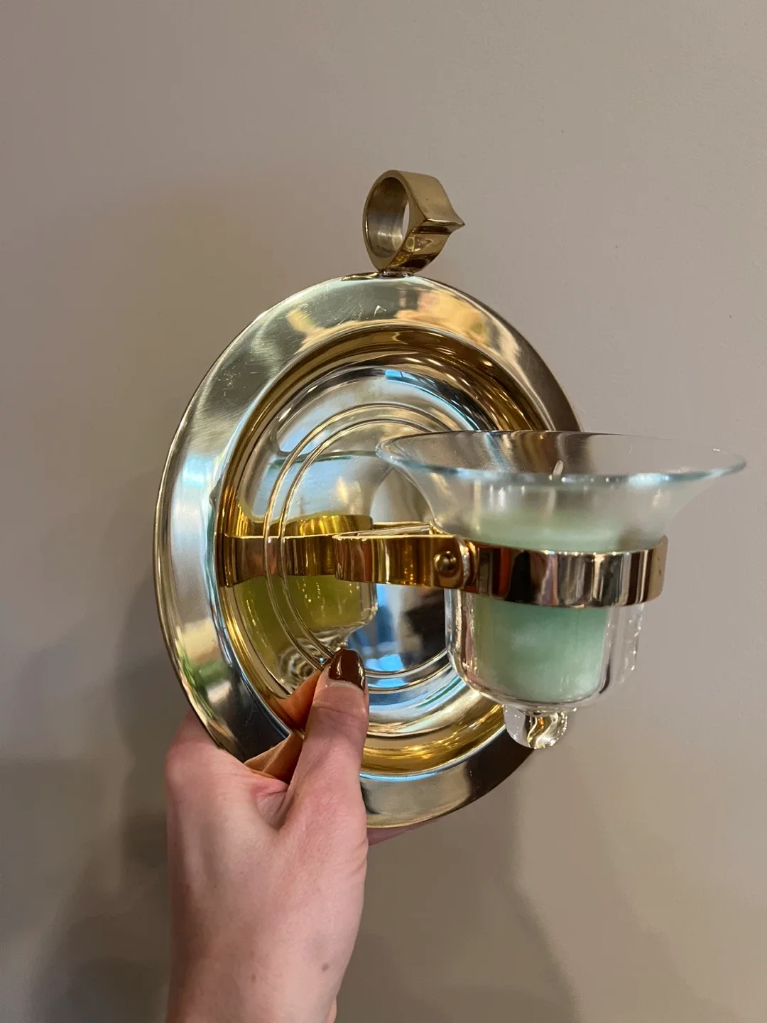 Vintage Brass Gimbal Wall/Tabletop Candle Holder image indicator(4)