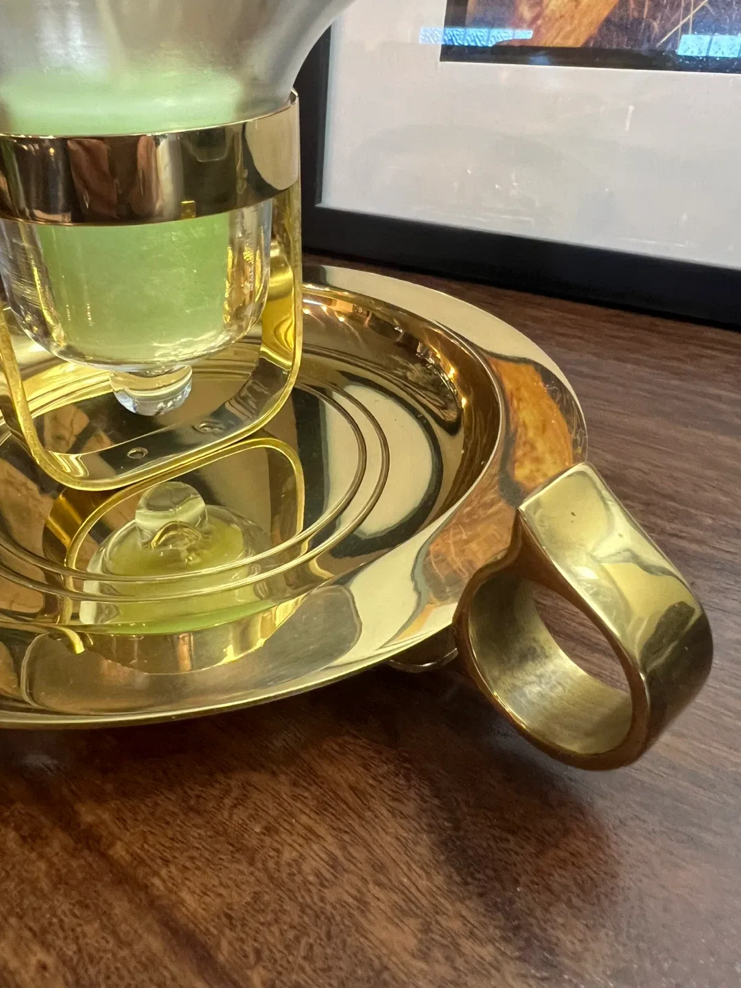 Vintage Brass Gimbal Wall/Tabletop Candle Holder image indicator(3)