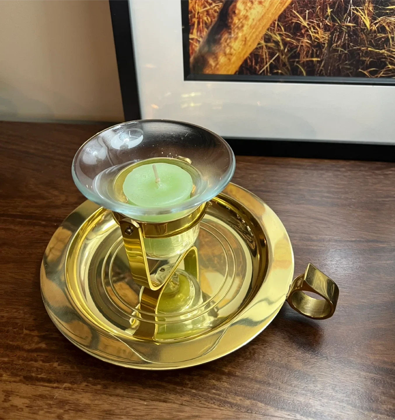 Vintage Brass Gimbal Wall/Tabletop Candle Holder image indicator(2)