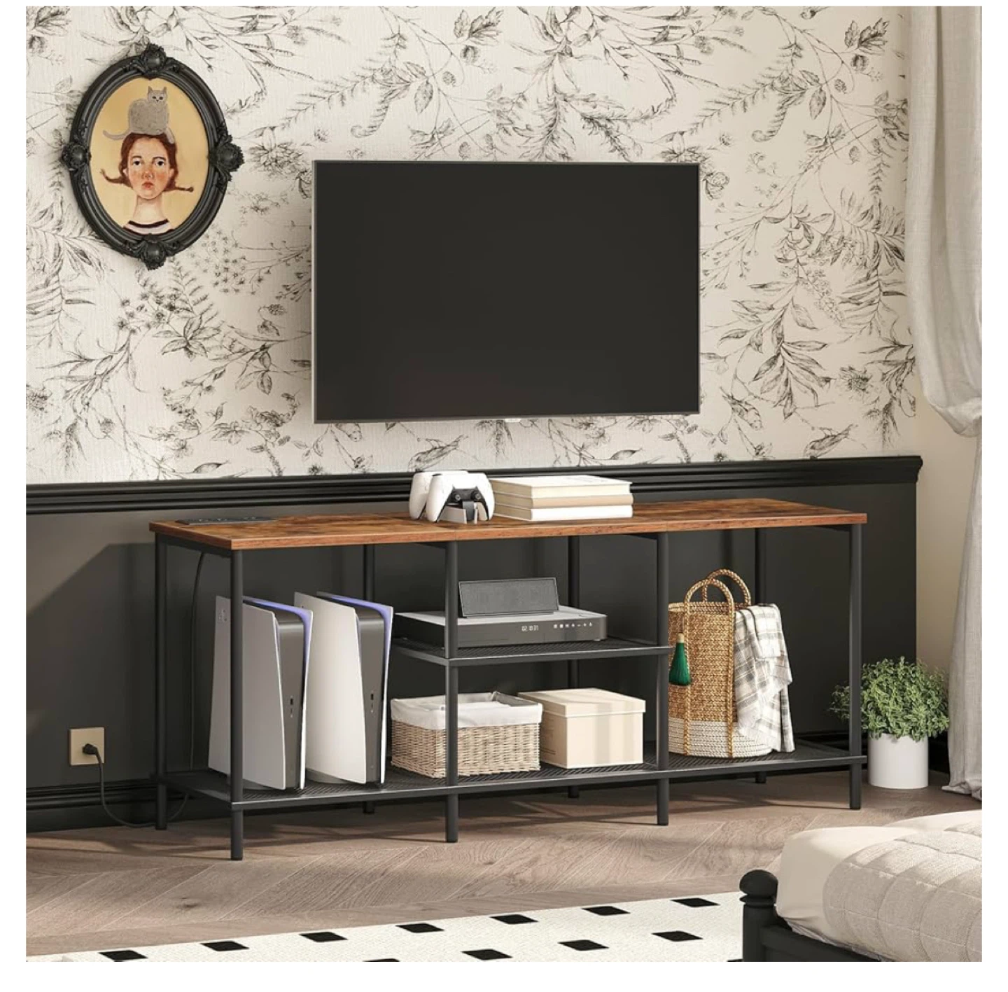 Rustic Brown & Black TV Stand - photo 2