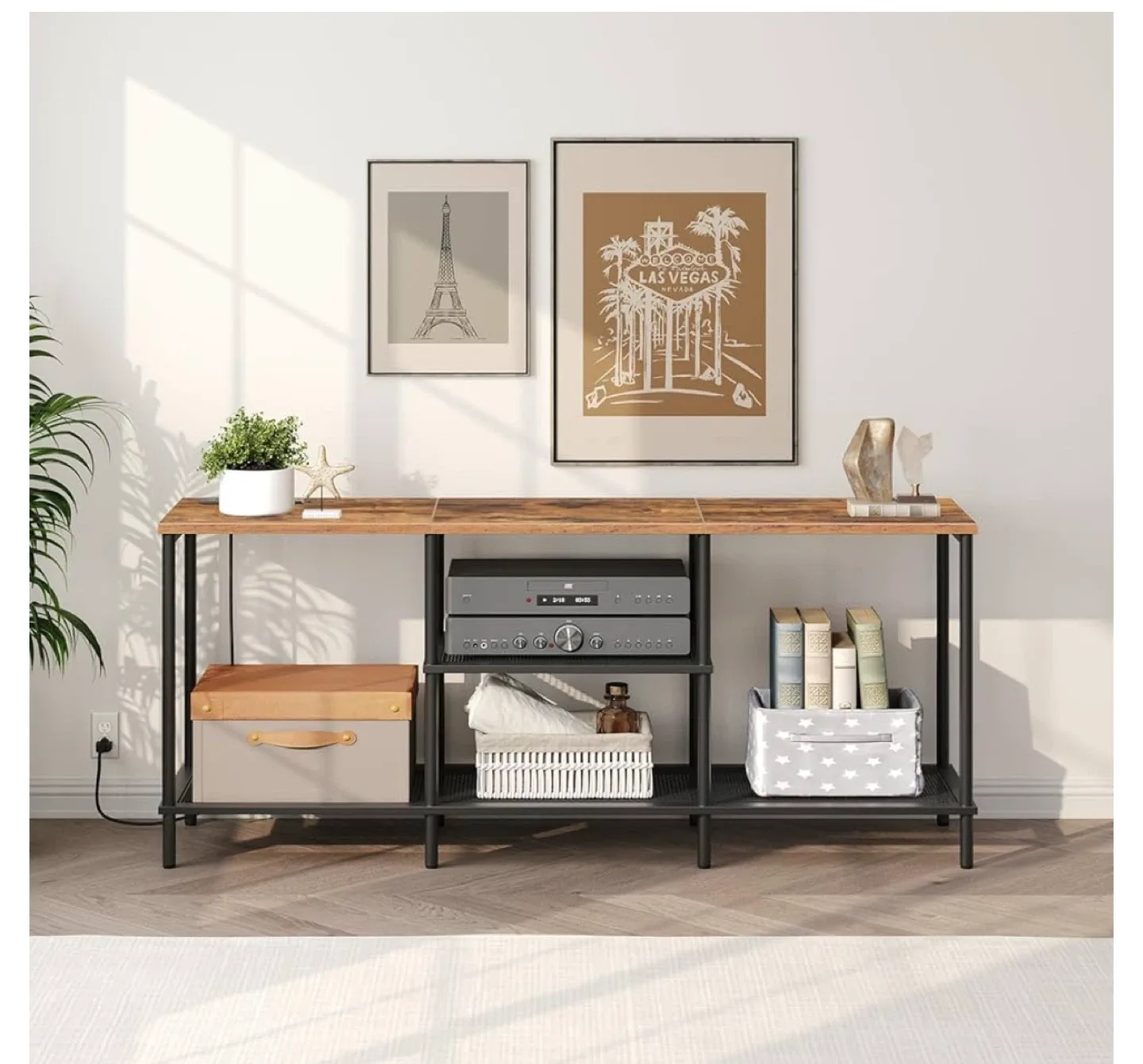 Rustic Brown & Black TV Stand image indicator(7)