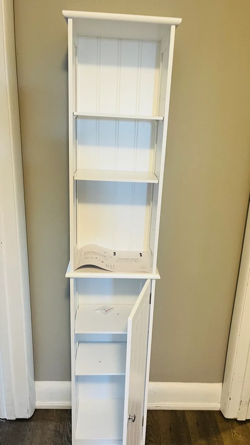 White Bathroom Storage Cabinet with Door image indicator(6)