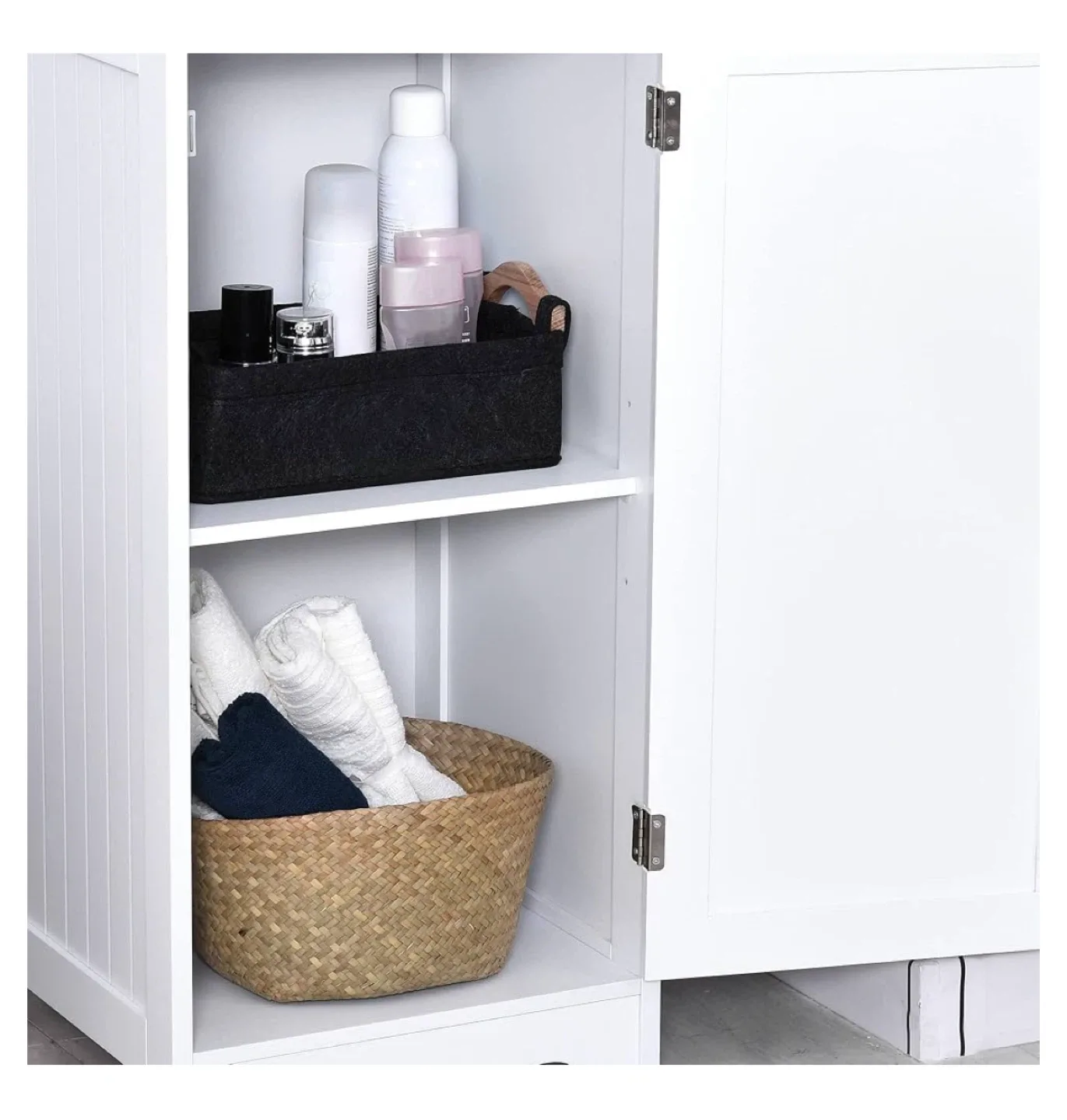 White Bathroom Storage Cabinet with Door image indicator(3)